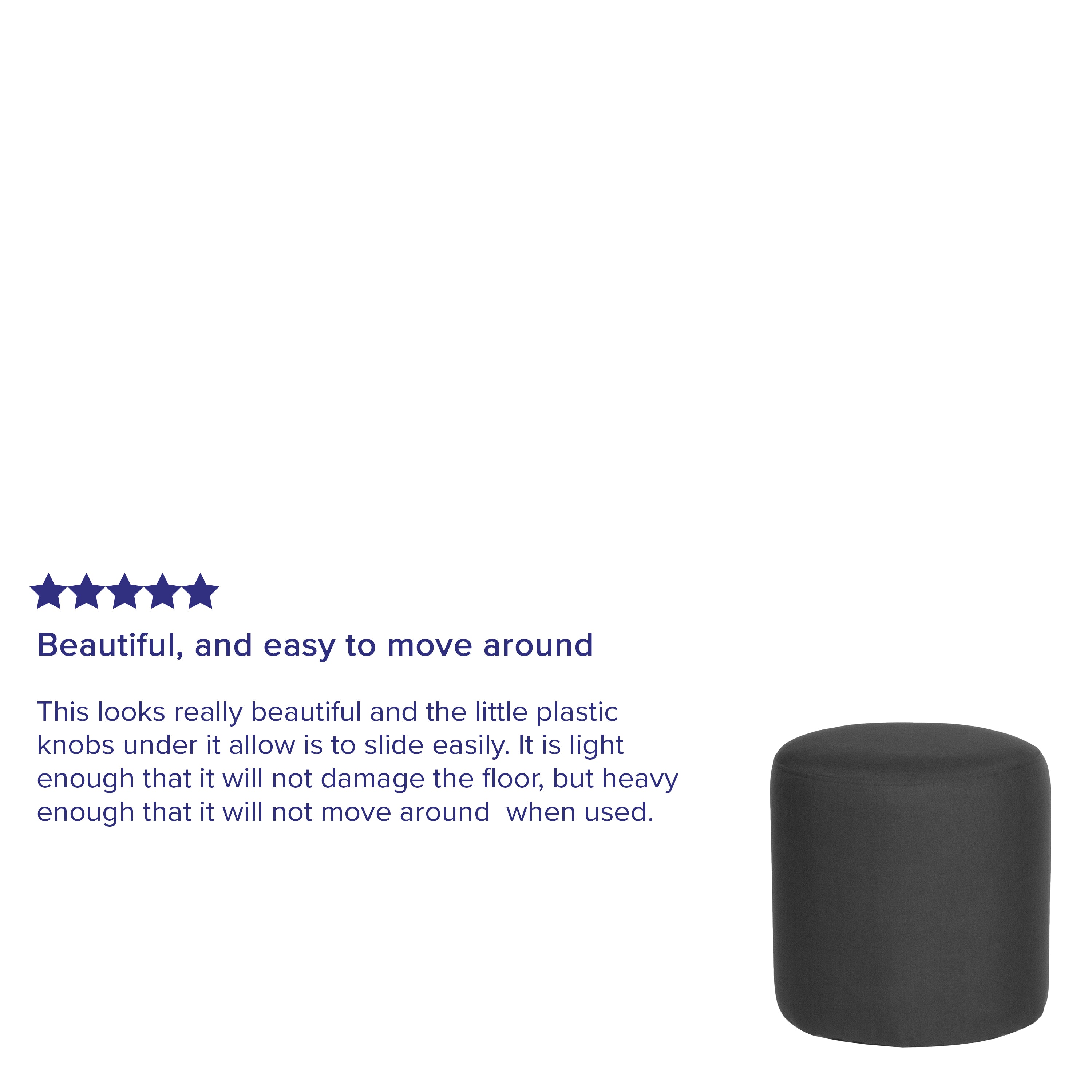 Barrington Upholstered Round Ottoman Pouf in Black Fabric