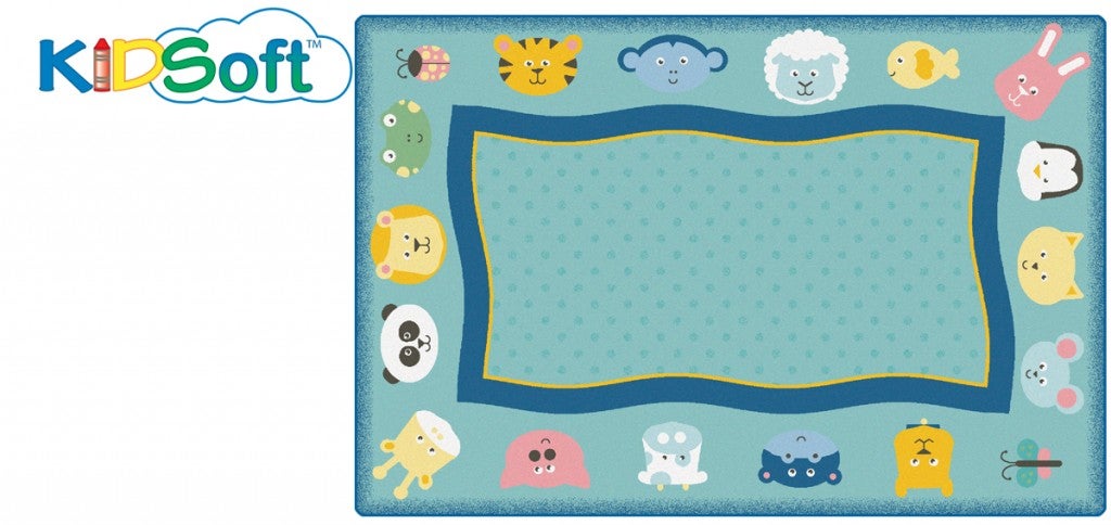KIDSoft Quiet Time Animal Nursery Rug 6ft X 9ft - Rectangle - Light Blue