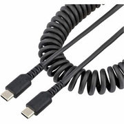 StarTech.com R2CCC-1M-USB-CABLE USB 2.0 - 480Mbps USB-C Cable - 1m - Black Coiled - Heavy Duty - Fast Charge - Sync - USB 2.0 - Rugged Aramid Fiber -