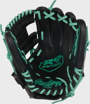 Rawlings R9 Baseball Contour Series 11-Inch Baseball Glove  - Right Hand Thrower - Black/Mint