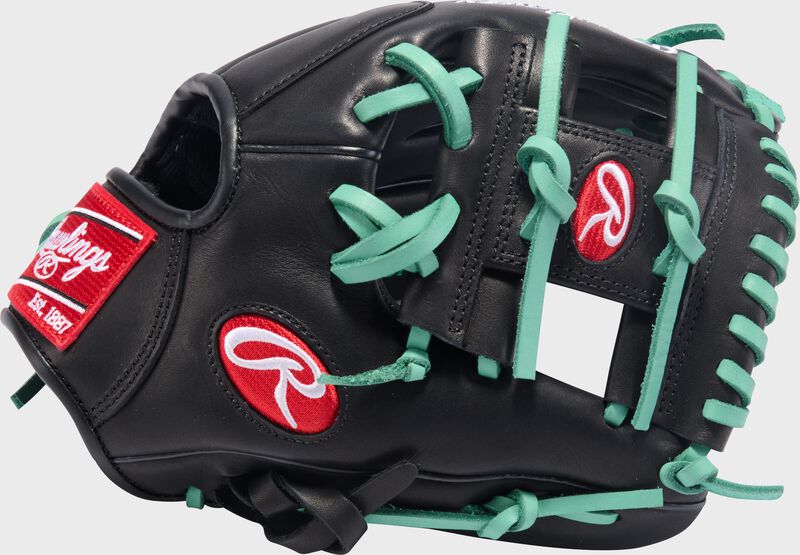 Rawlings R9 Baseball Contour Series 11-Inch Baseball Glove  - Right Hand Thrower - Black/Mint