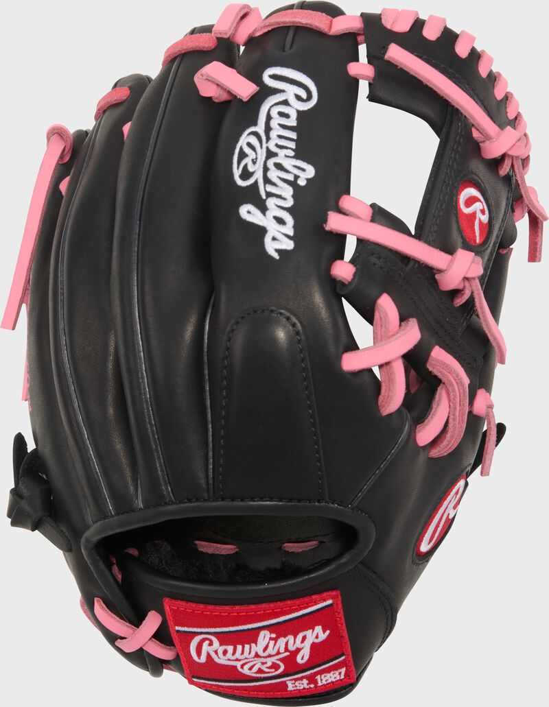 Rawlings R9 Baseball Contour Series 11.25-Inch Baseball Glove  - Right Hand Thrower - Black/Pink