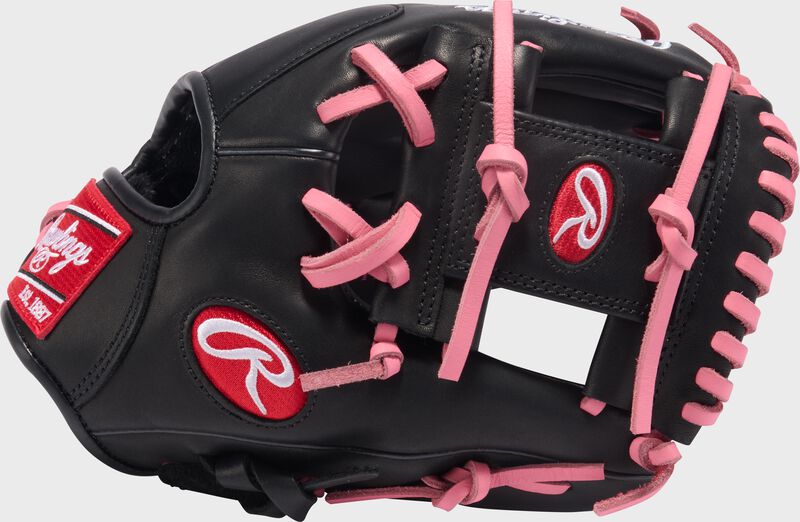 Rawlings R9 Baseball Contour Series 11.25-Inch Baseball Glove  - Right Hand Thrower - Black/Pink