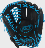 Rawlings R9 Baseball Contour Series 11.5-Inch Baseball Glove  - Right Hand Thrower - Black/Columbia Blue