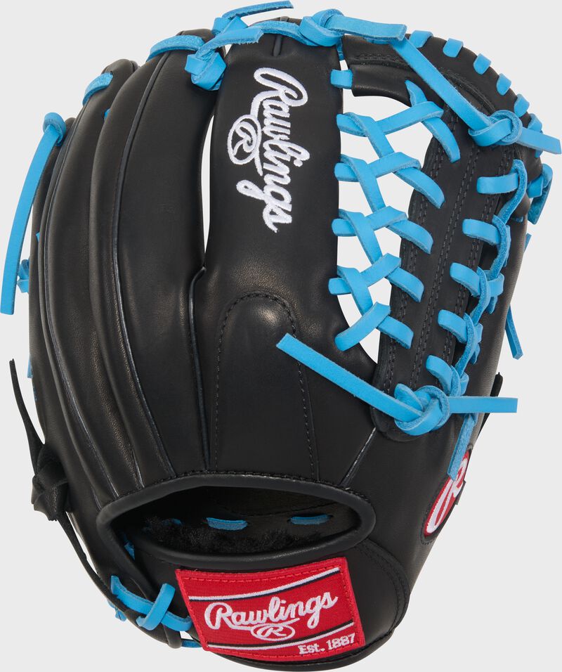 Rawlings R9 Baseball Contour Series 11.5-Inch Baseball Glove  - Left Hand Thrower - Black/Columbia Blue