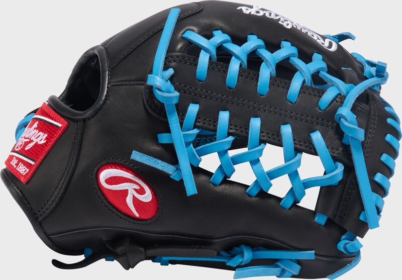 Rawlings R9 Baseball Contour Series 11.5-Inch Baseball Glove  - Right Hand Thrower - Black/Columbia Blue