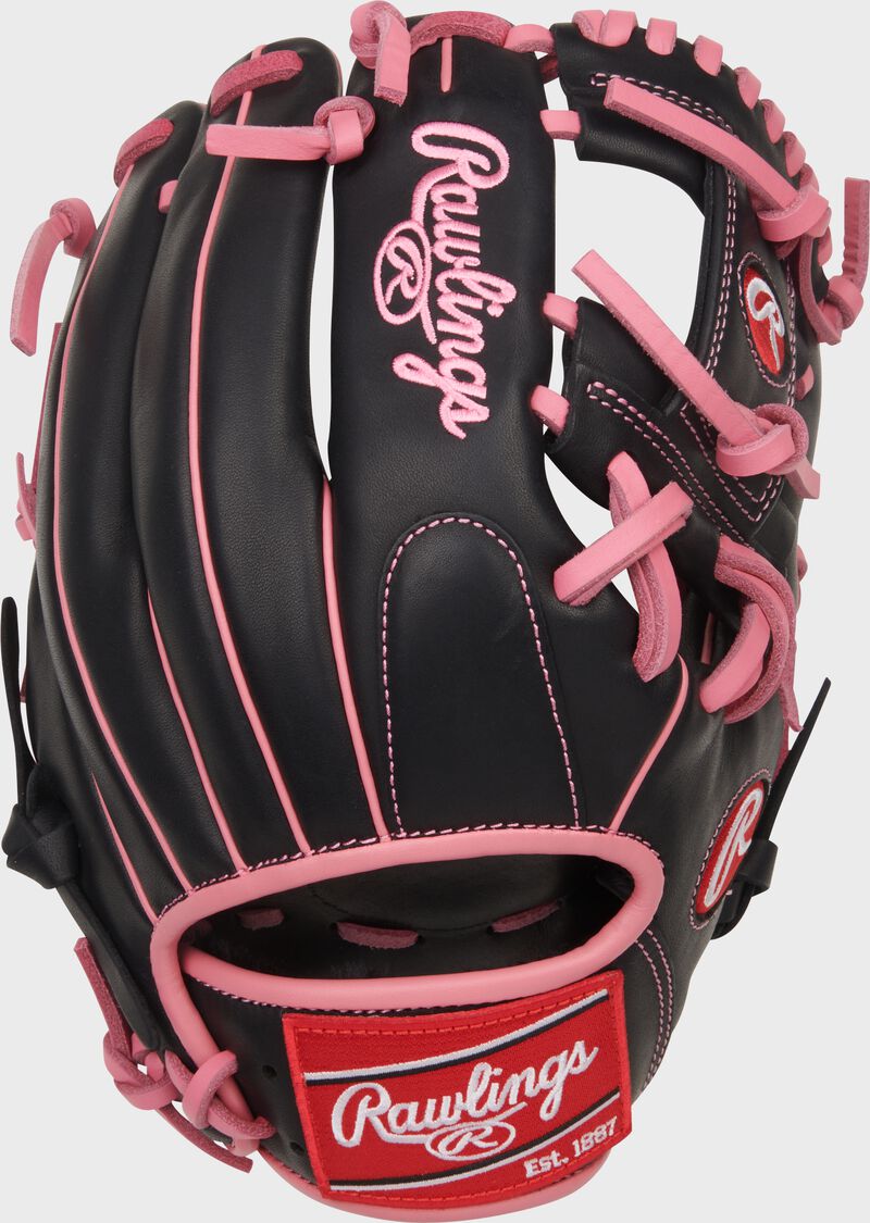Rawlings R9 Baseball Series 11.5-Inch Baseball Glove  - Right Hand Thrower - Black/Pink