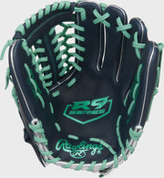 Rawlings R9 Baseball Series 11.75-Inch Baseball Glove  - Right Hand Thrower - Navy/Mint
