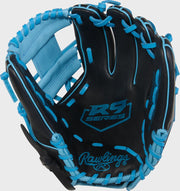 Rawlings R9 Baseball Series 11.5-Inch Baseball Glove  - Right Hand Thrower - Black/Columbia Blue