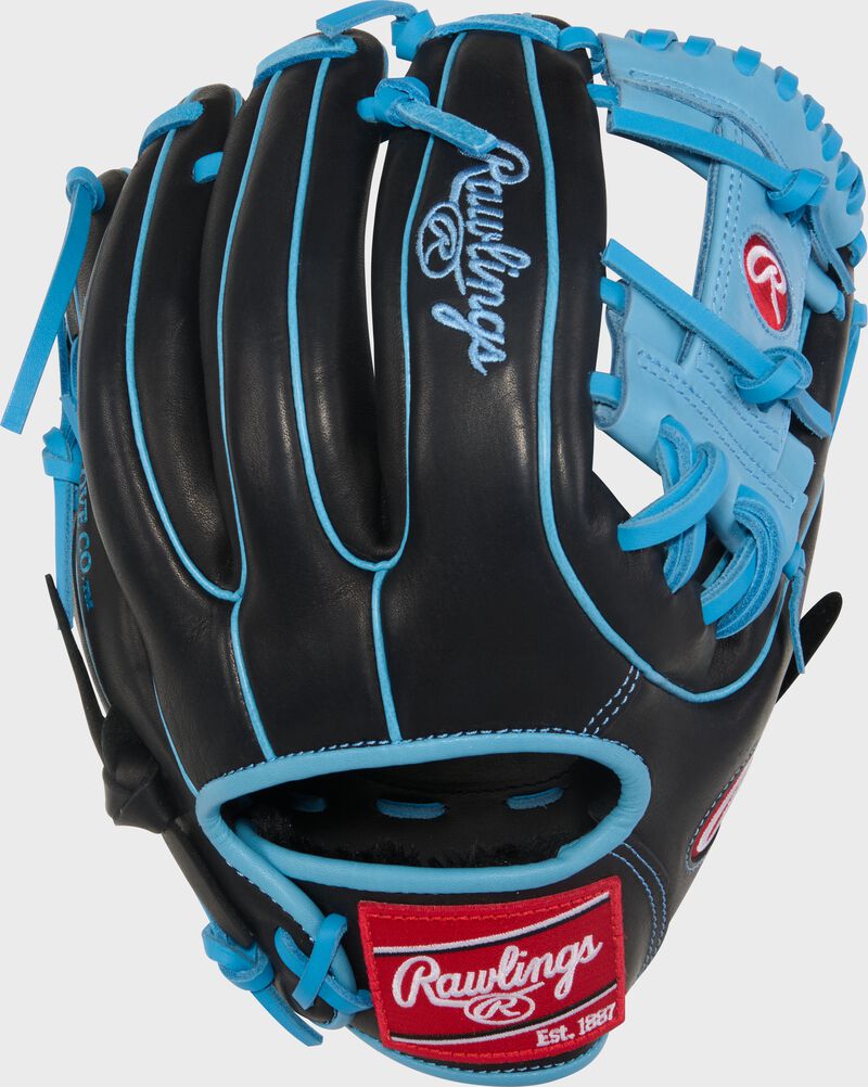 Rawlings R9 Baseball Series 11.5-Inch Baseball Glove  - Right Hand Thrower - Black/Columbia Blue
