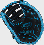 Rawlings R9 Baseball Series First Base Mitt 13-Inch Baseball Glove  - Left Hand Thrower - Black/Columbia Blue