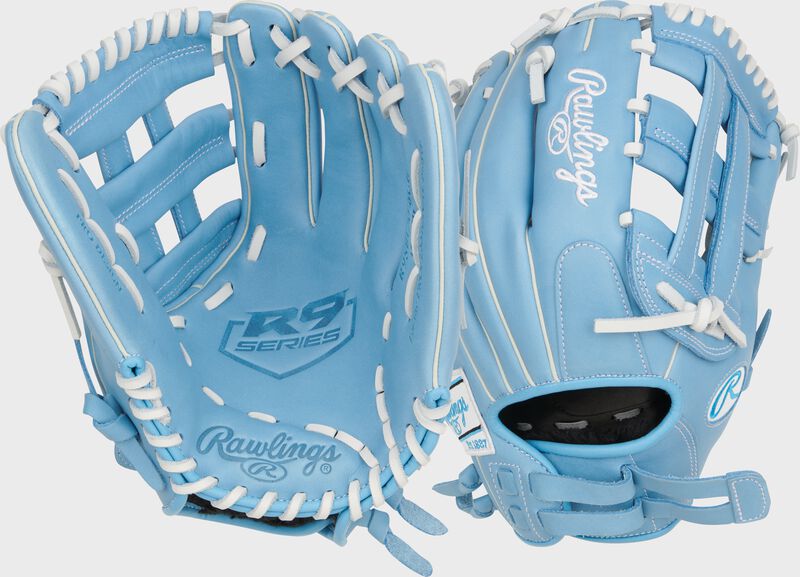 Rawlings R9 Series 12-Inch Softball Glove - Right Hand Thrower - Columbia Blue