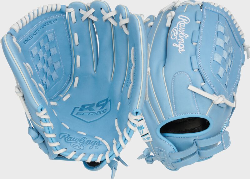 Rawlings R9 Series 12.5-Inch Softball Glove - Right Hand Thrower - Columbia Blue