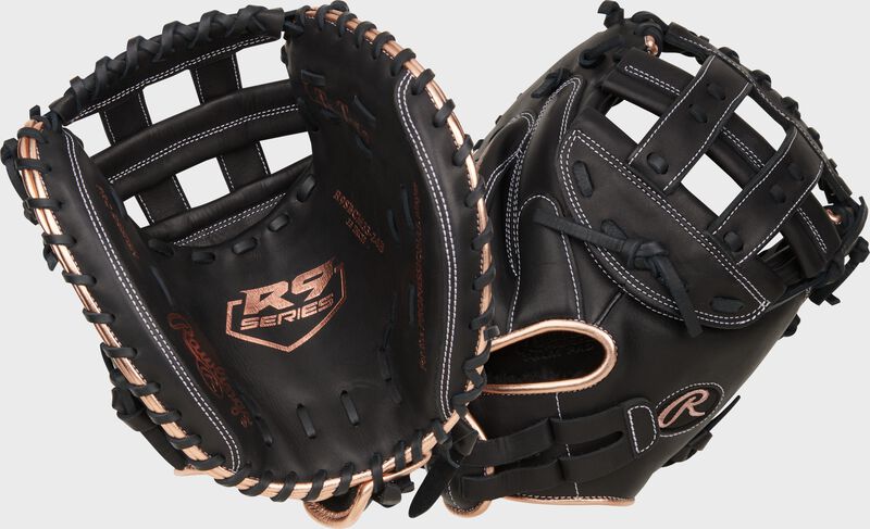 Rawlings R9 Series Catchers Mitt 33-Inch Softball Glove - Right Hand Thrower - Black