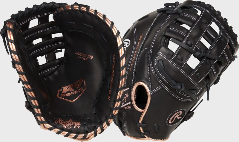 Rawlings R9 Series First Base Mitt 12.5-Inch Softball Glove - Left Hand Thrower - Black