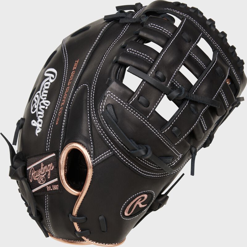 Rawlings R9 Series First Base Mitt 12.5-Inch Softball Glove - Left Hand Thrower - Black