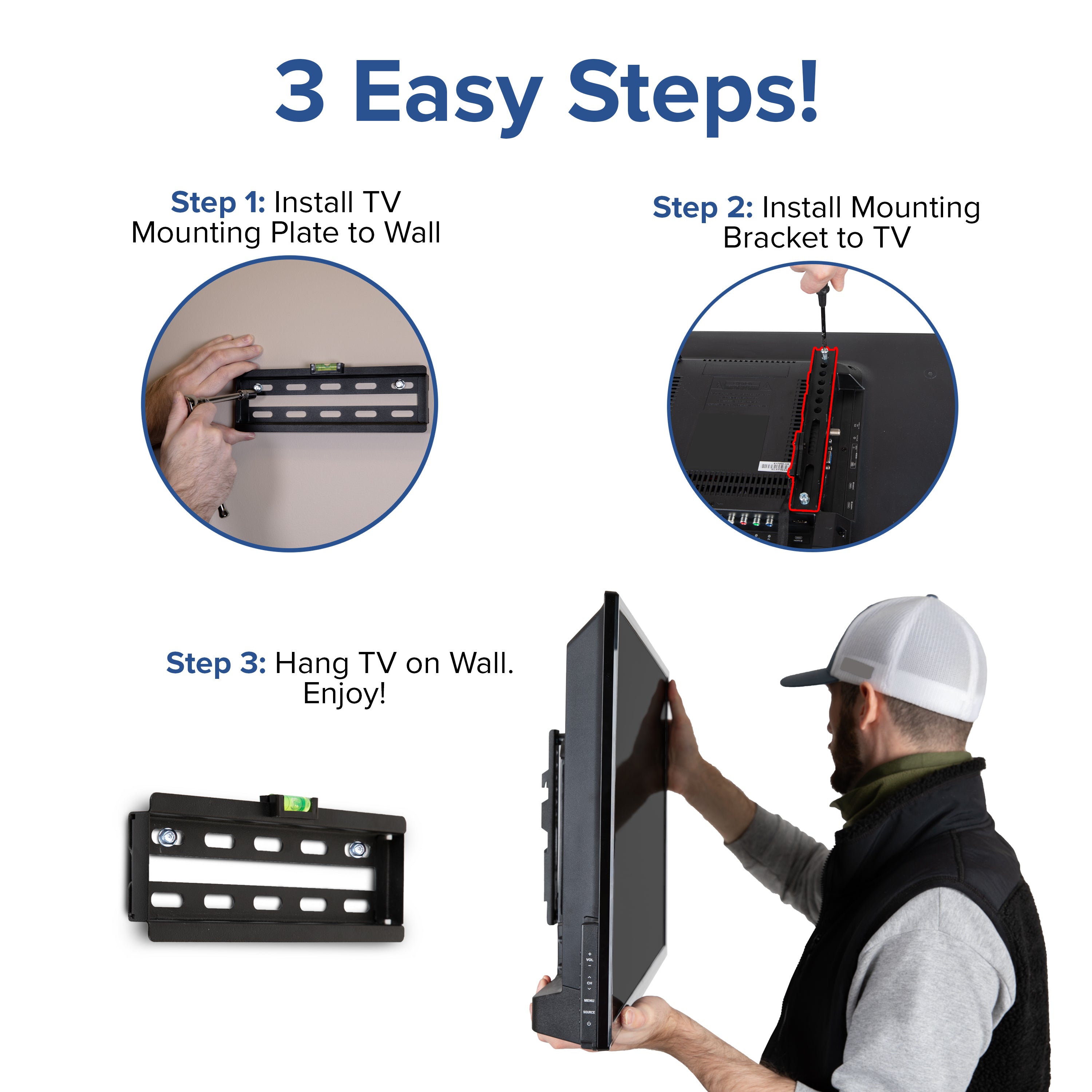 FLASH MOUNT Full Motion TV Wall Mount - Built-In Level - Fits most TV's 32" - 55" (Weight Cap 55LB)