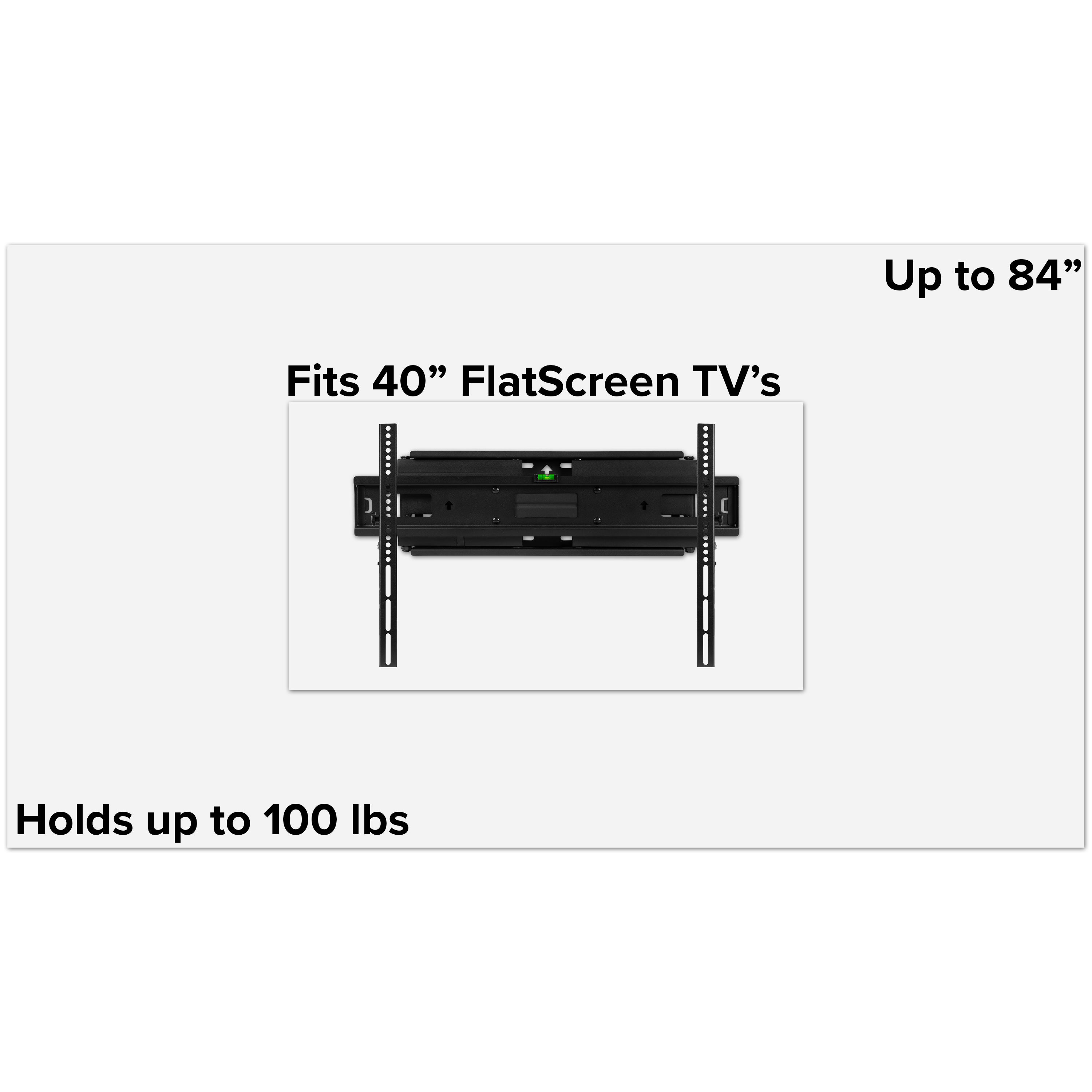 FLASH MOUNT Full Motion TV Wall Mount - Built-In Level - Fit most TV's 40" - 84" (Weight Cap 100LB)