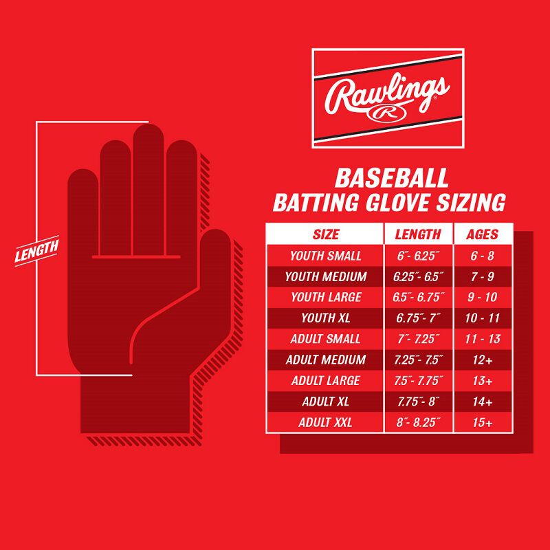 Rawlings Youth Workhorse Batting Gloves - Large - White/White