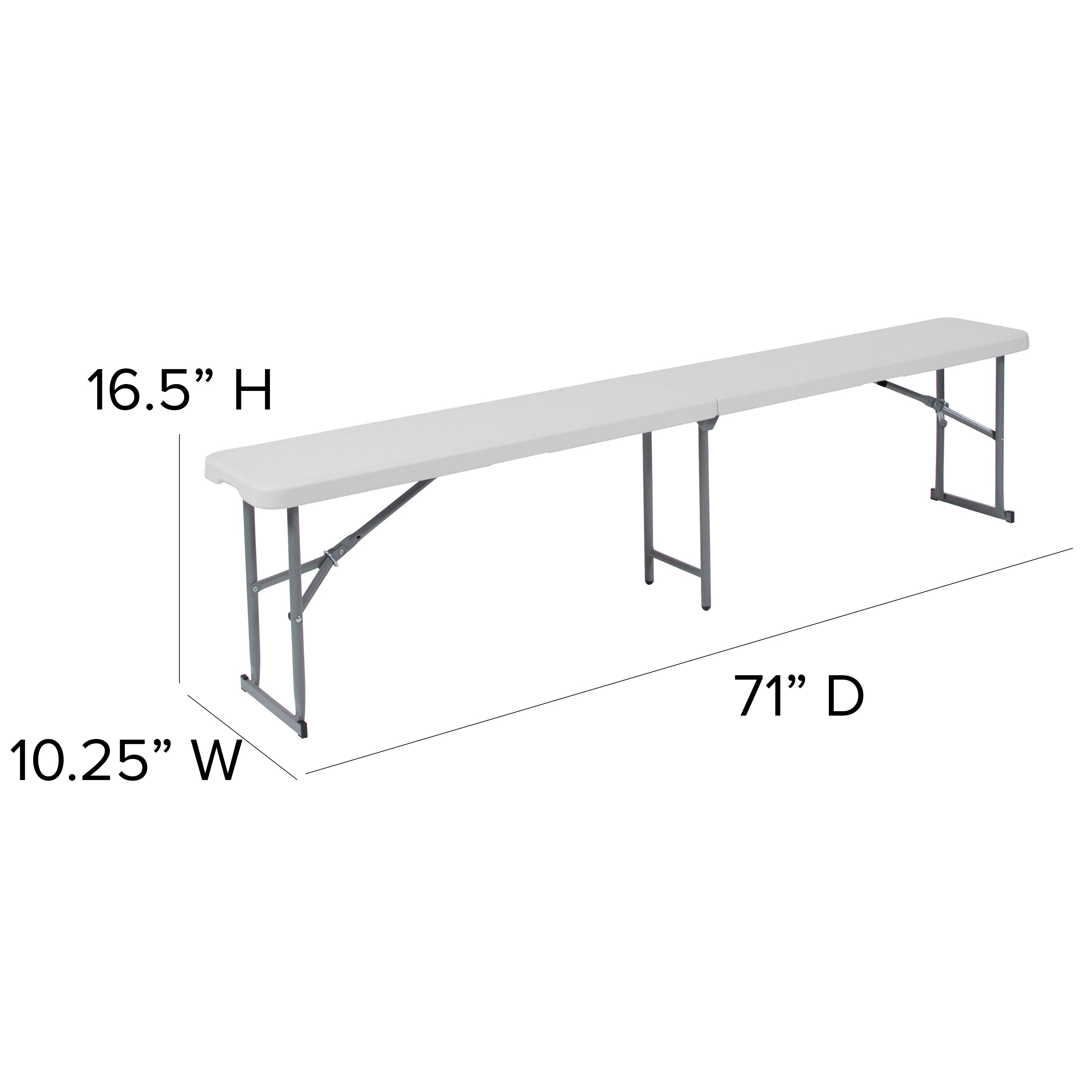 Talbott 10.25''W x 71''L Bi-Fold Granite White Plastic Bench with Carrying Handle