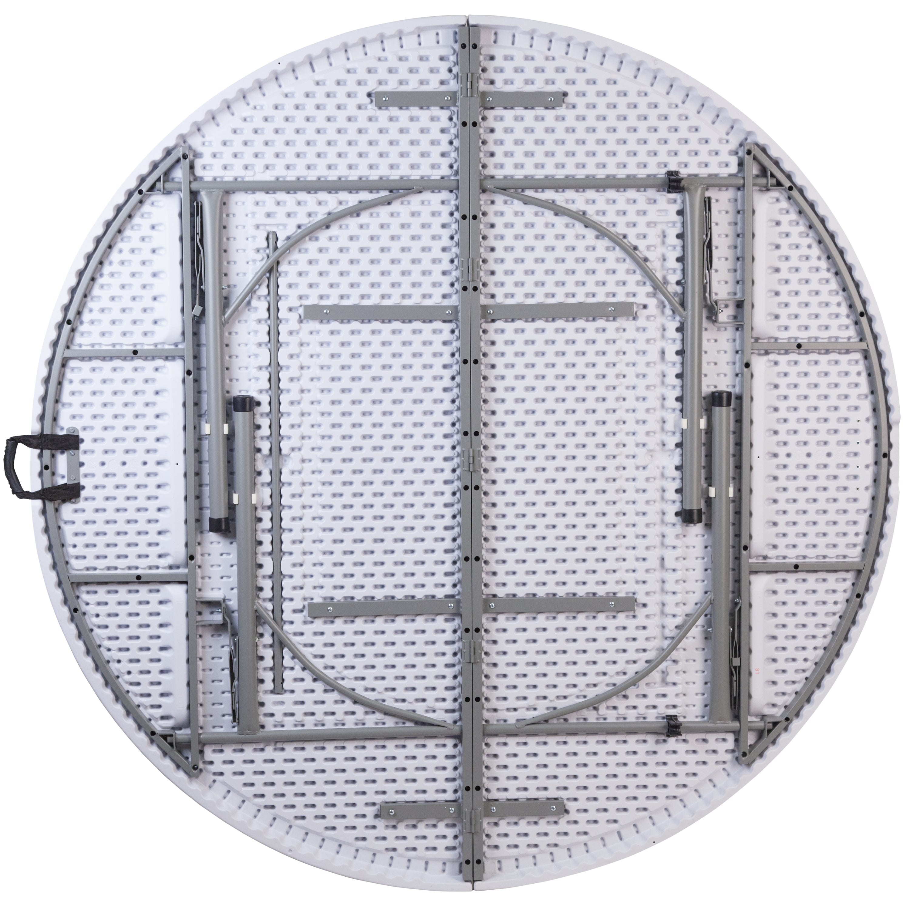 Kathryn 5.89-Foot Round Bi-Fold Granite White Plastic Banquet and Event Folding Table with Carrying Handle