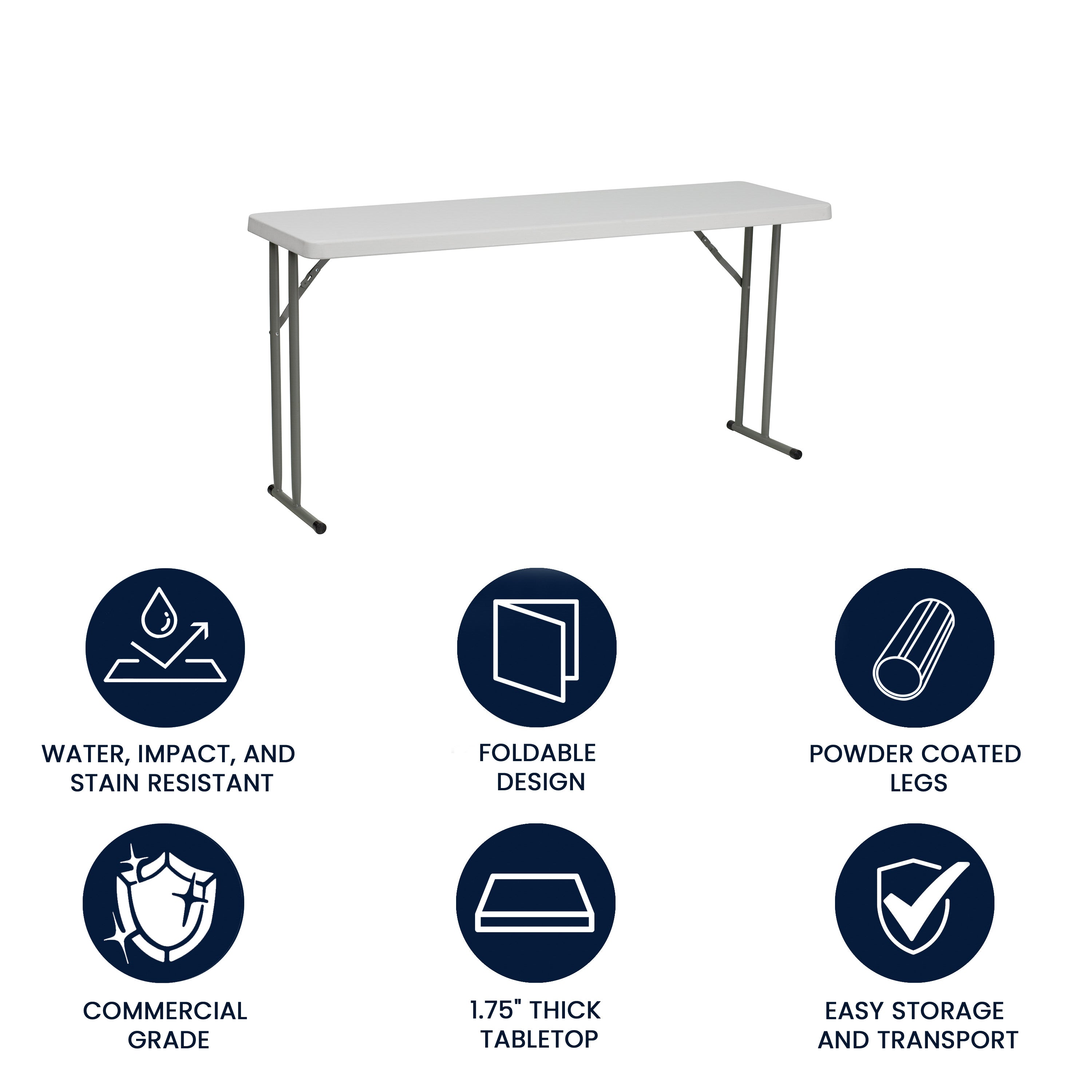 Kathryn 5-Foot Granite White Plastic Folding Training Table