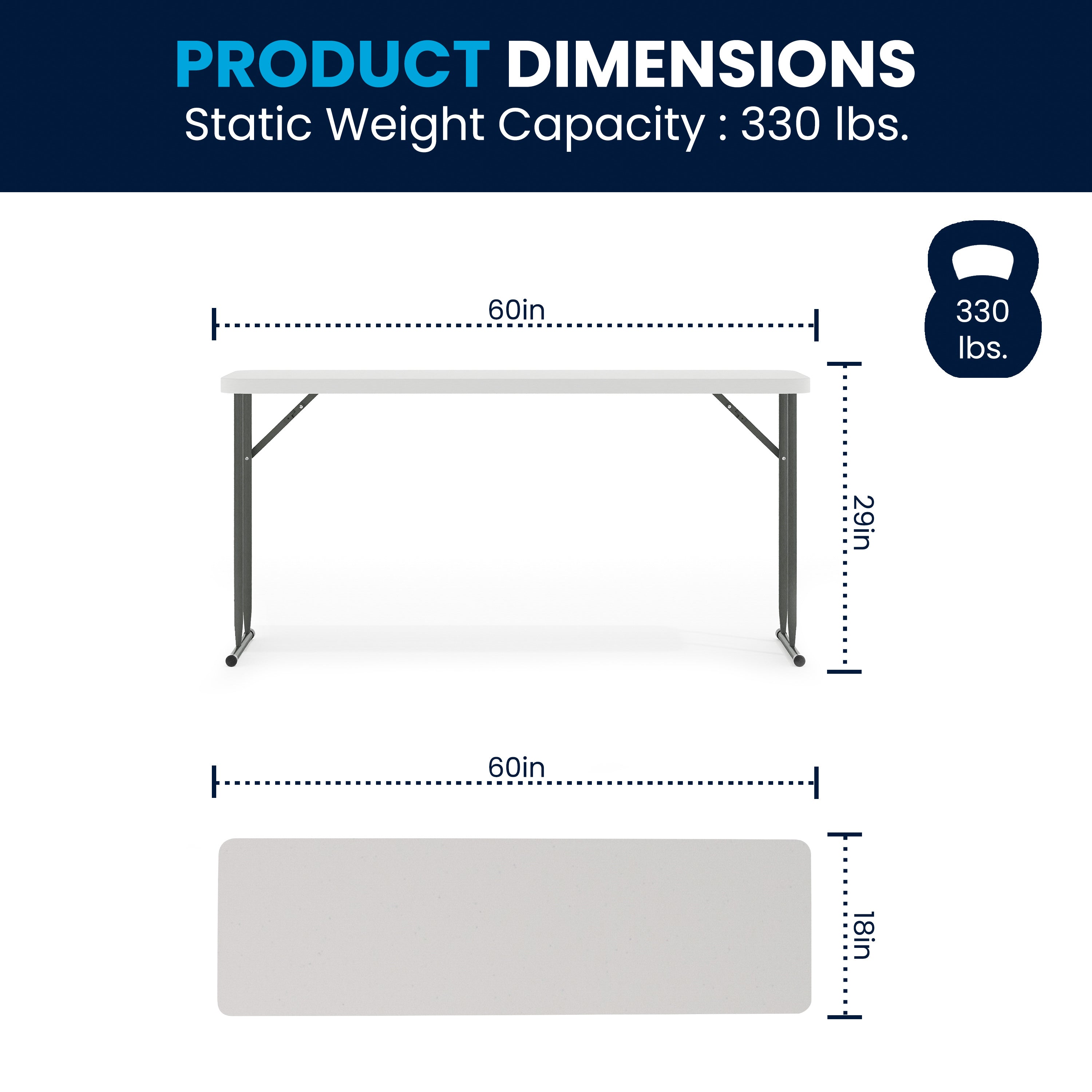Kathryn 5-Foot Granite White Plastic Folding Training Table