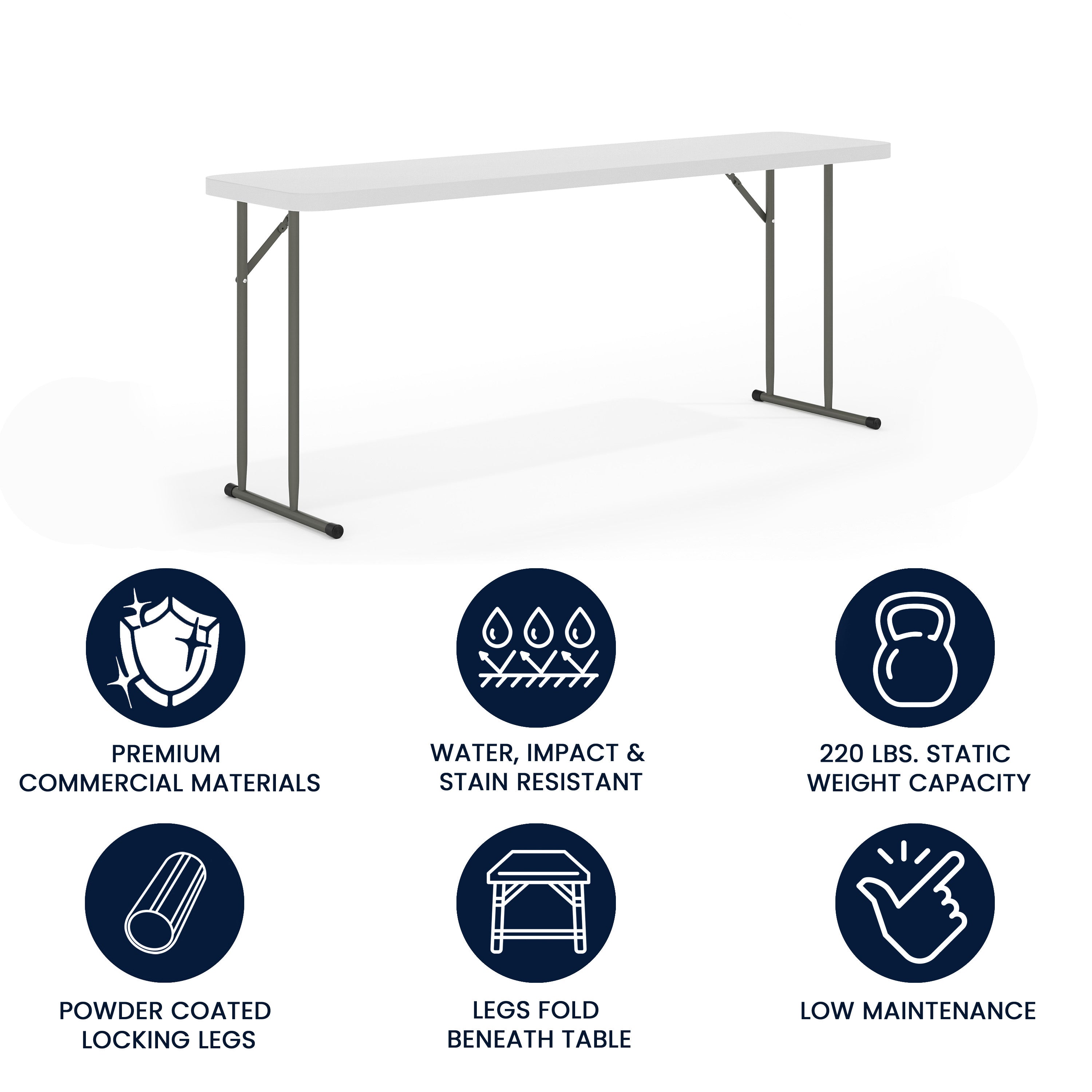 Kathryn 6-Foot Granite White Plastic Folding Training Table