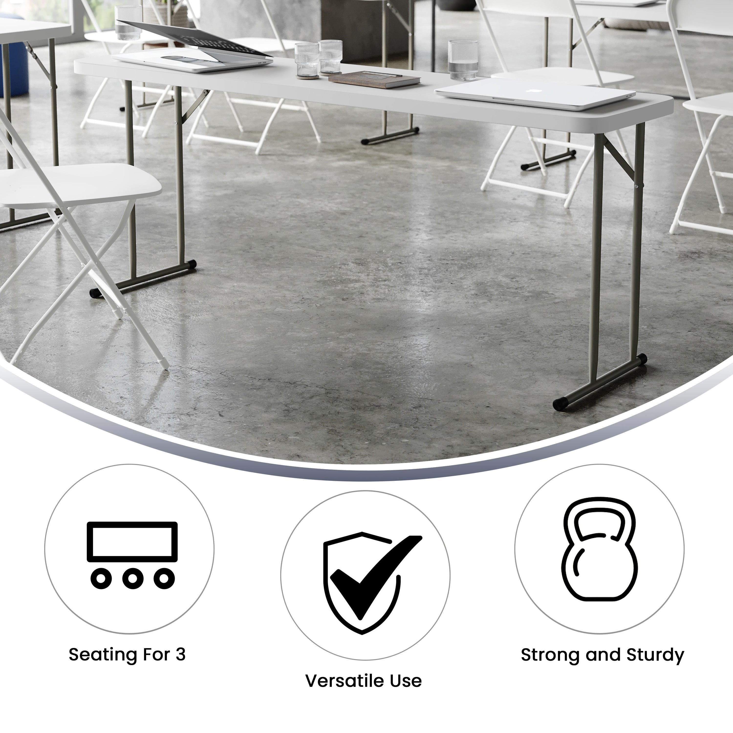 Kathryn 6-Foot Granite White Plastic Folding Training Table