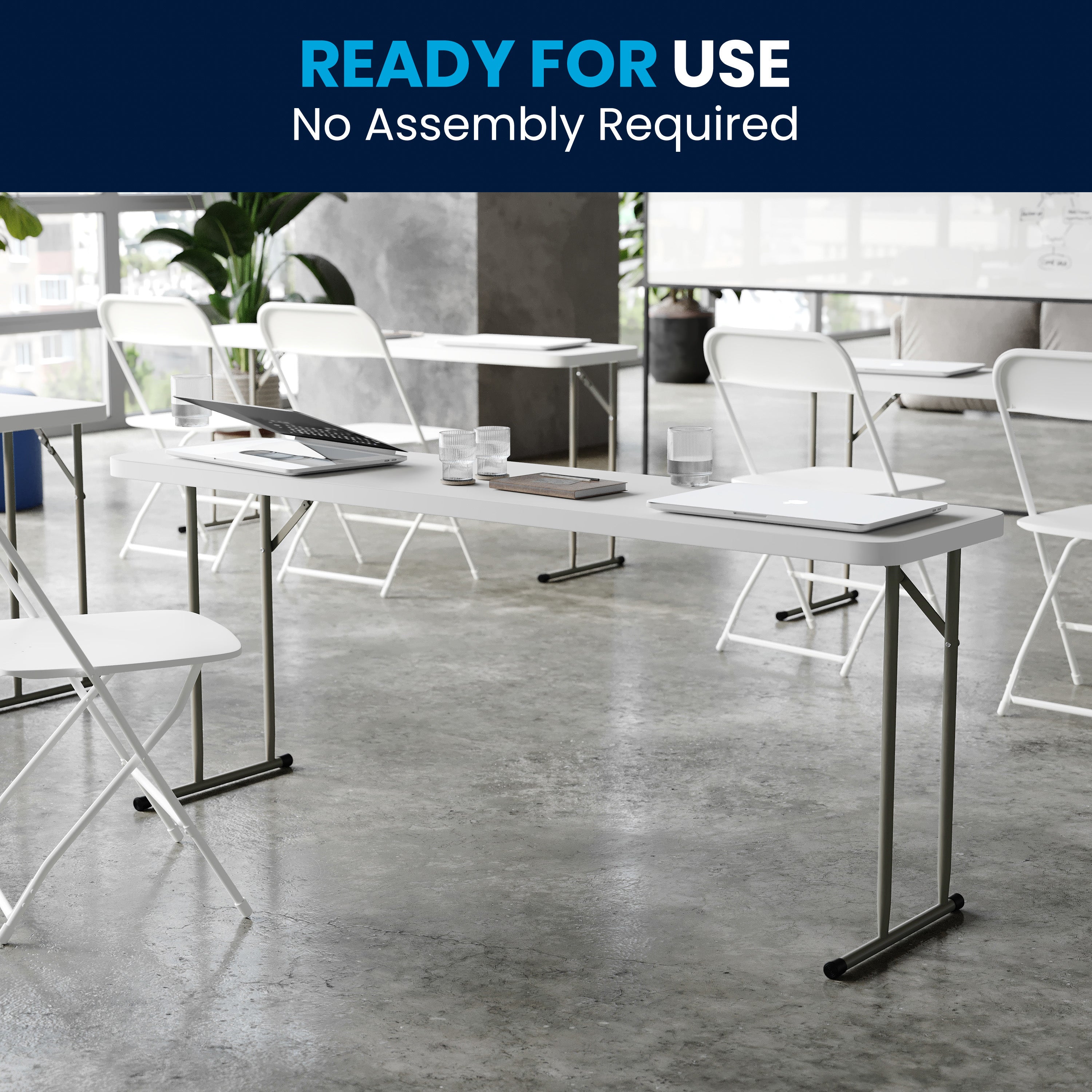 Kathryn 6-Foot Granite White Plastic Folding Training Table
