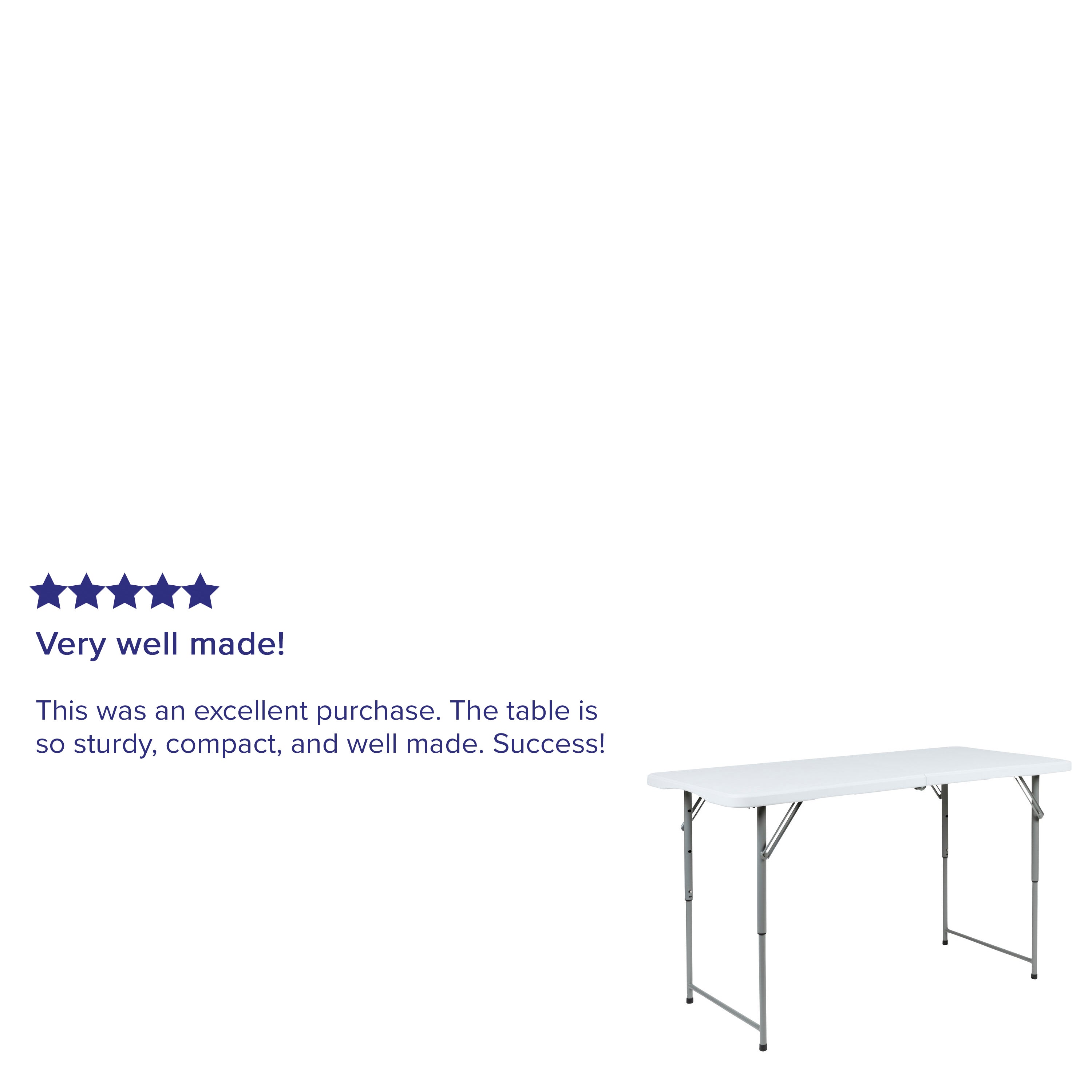 Kathryn 4-Foot Height Adjustable Bi-Fold Granite White Plastic Folding Table