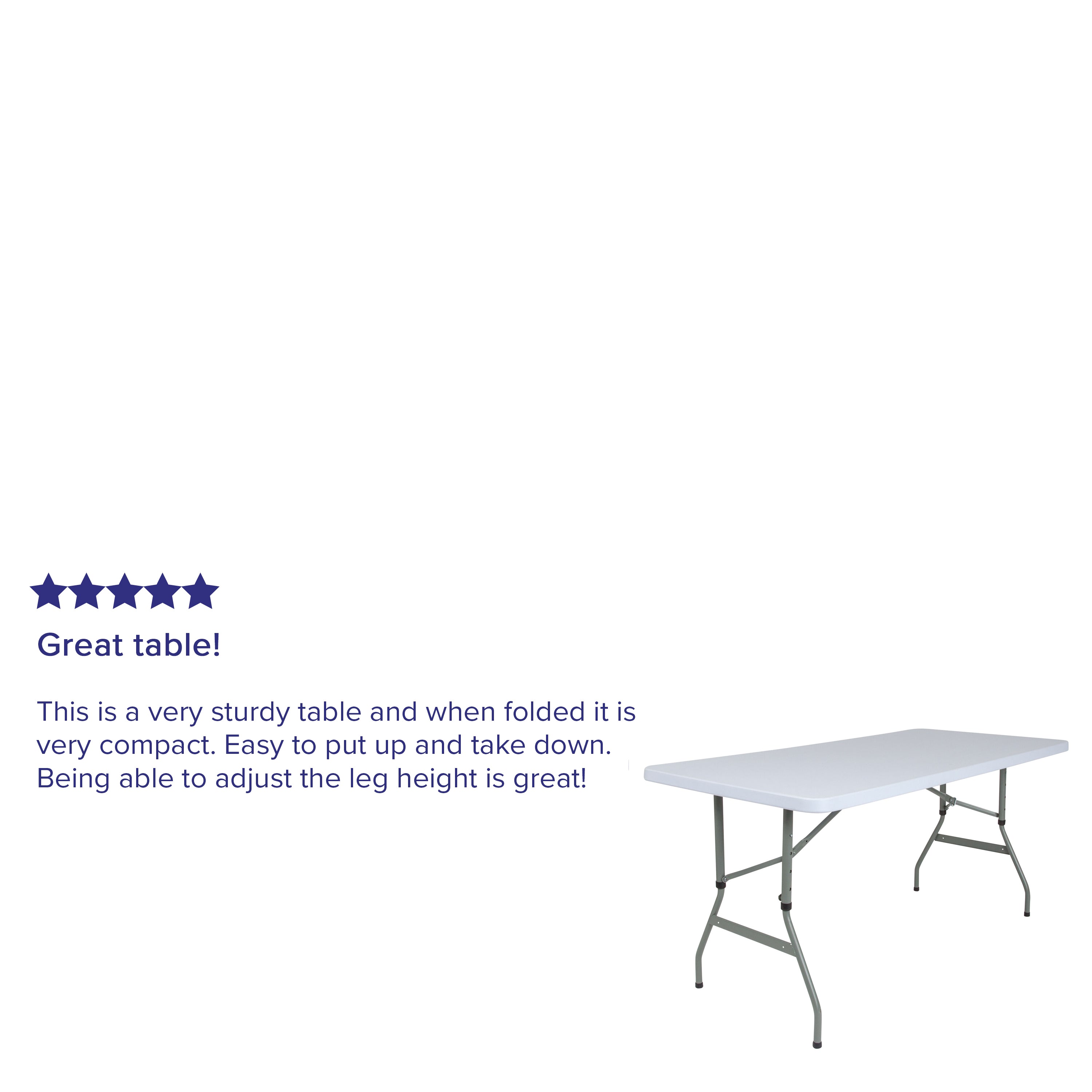 Kathryn 4.93-Foot Height Adjustable Granite White Plastic Folding Table
