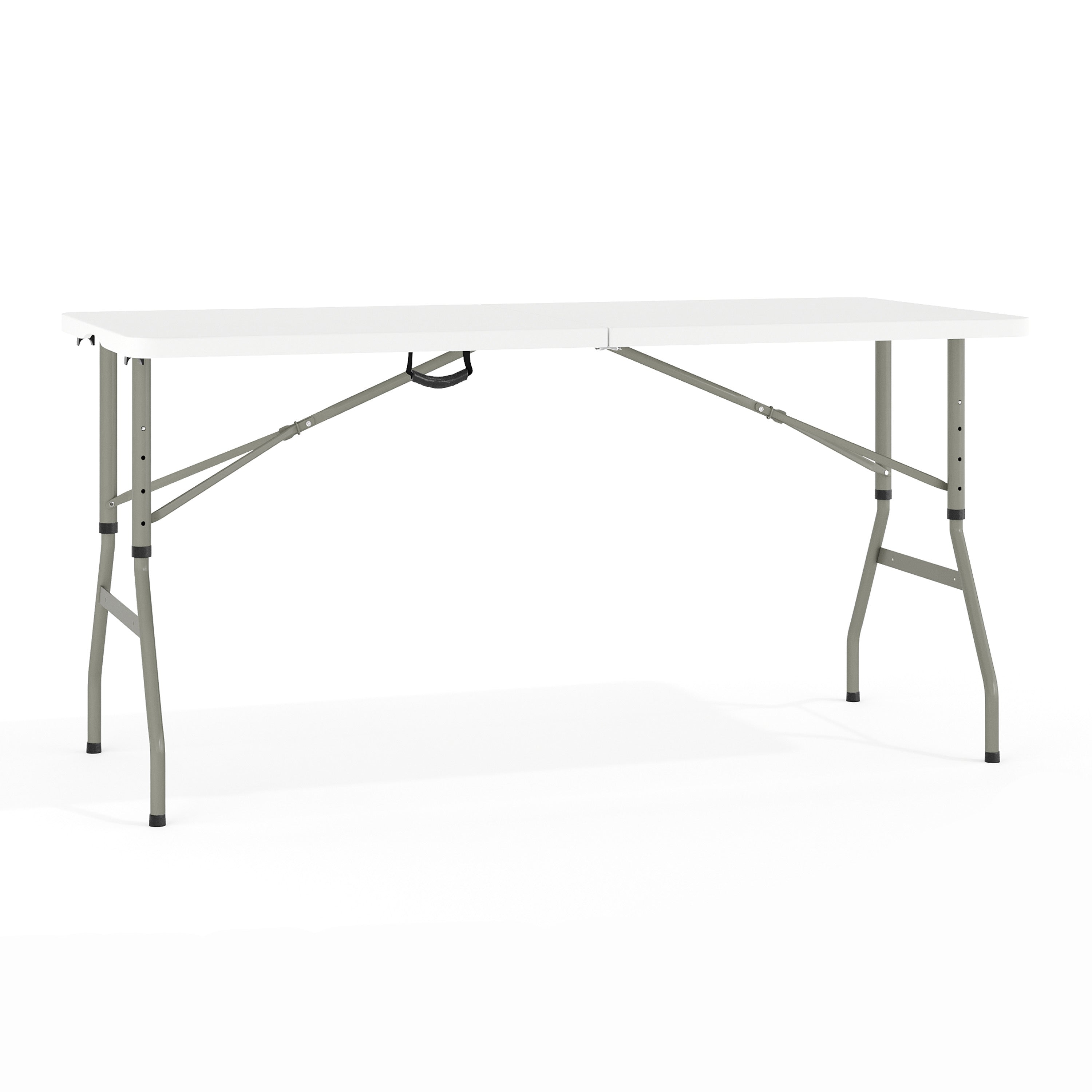 Kathryn 5-Foot Height Adjustable Bi-Fold Granite White Plastic Banquet and Event Folding Table with Carrying Handle