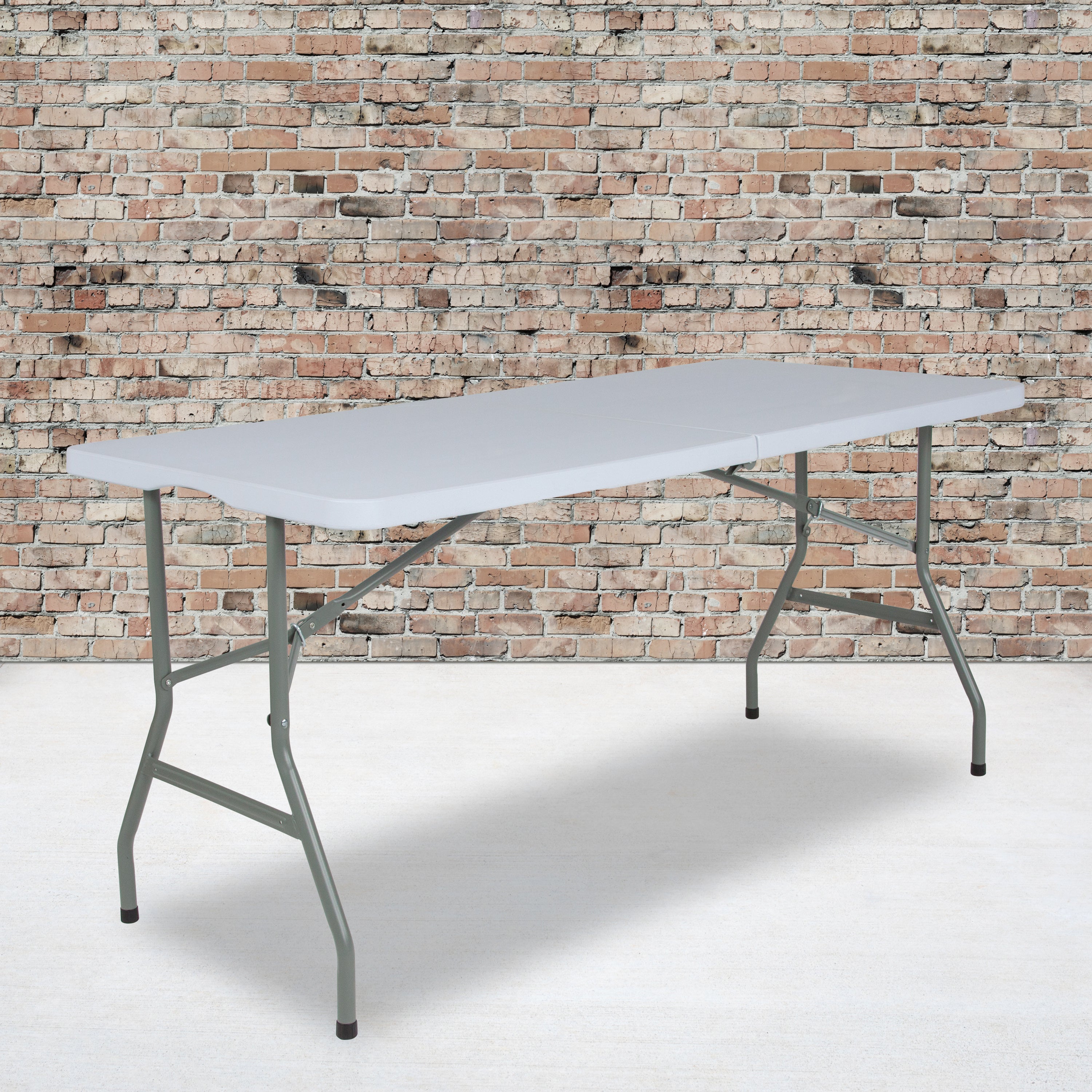 Kathryn 4.97-Foot Bi-Fold Granite White Plastic Folding Table