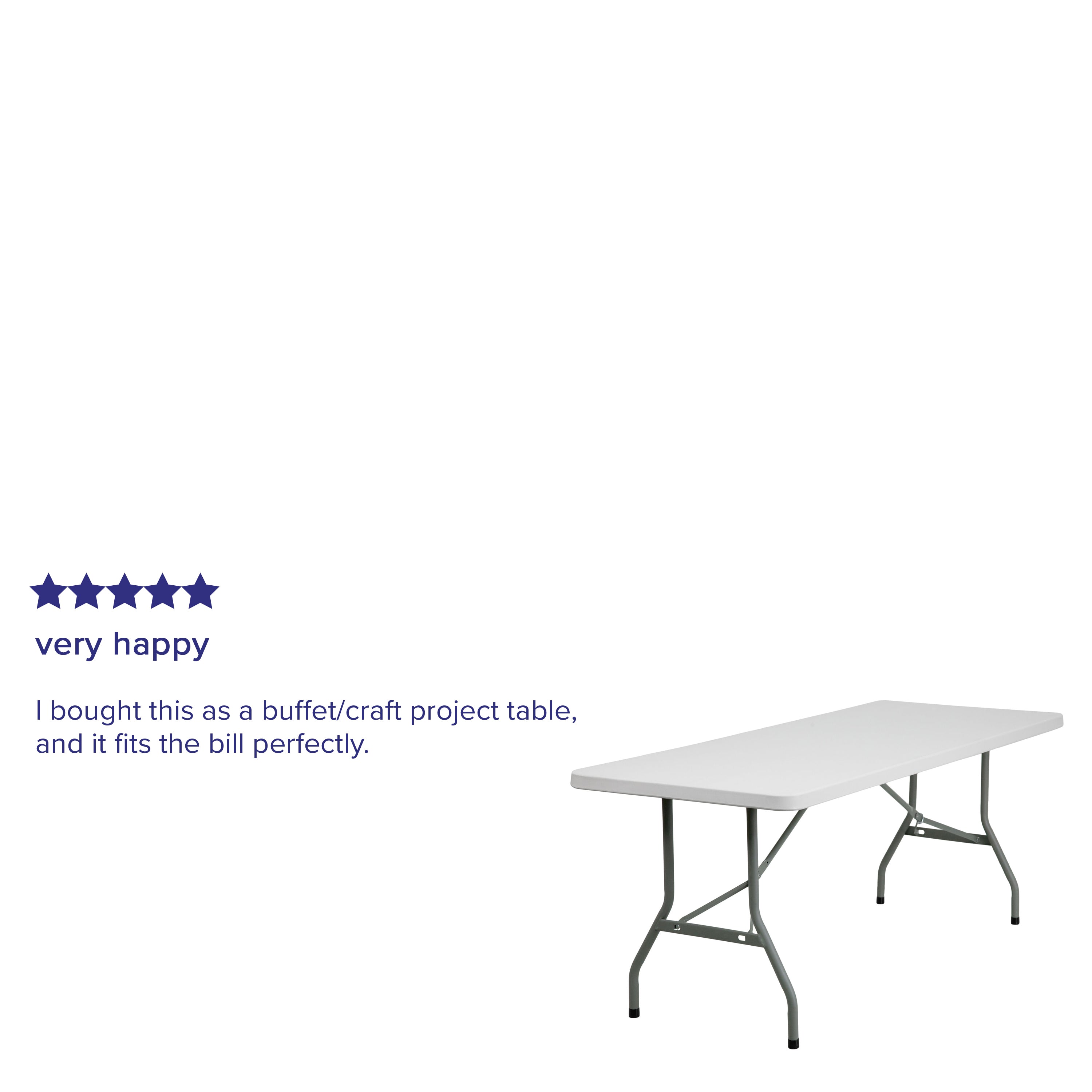 Kathryn 6-Foot Granite White Plastic Folding Table