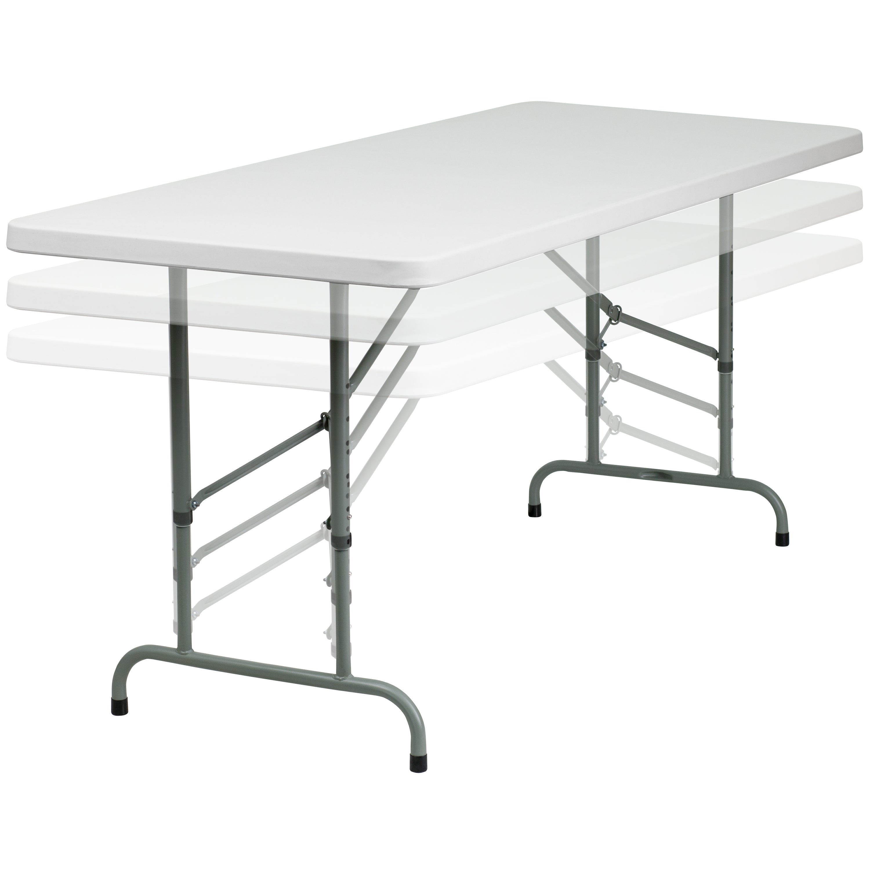 Kathryn 6-Foot Height Adjustable Granite White Plastic Folding Table