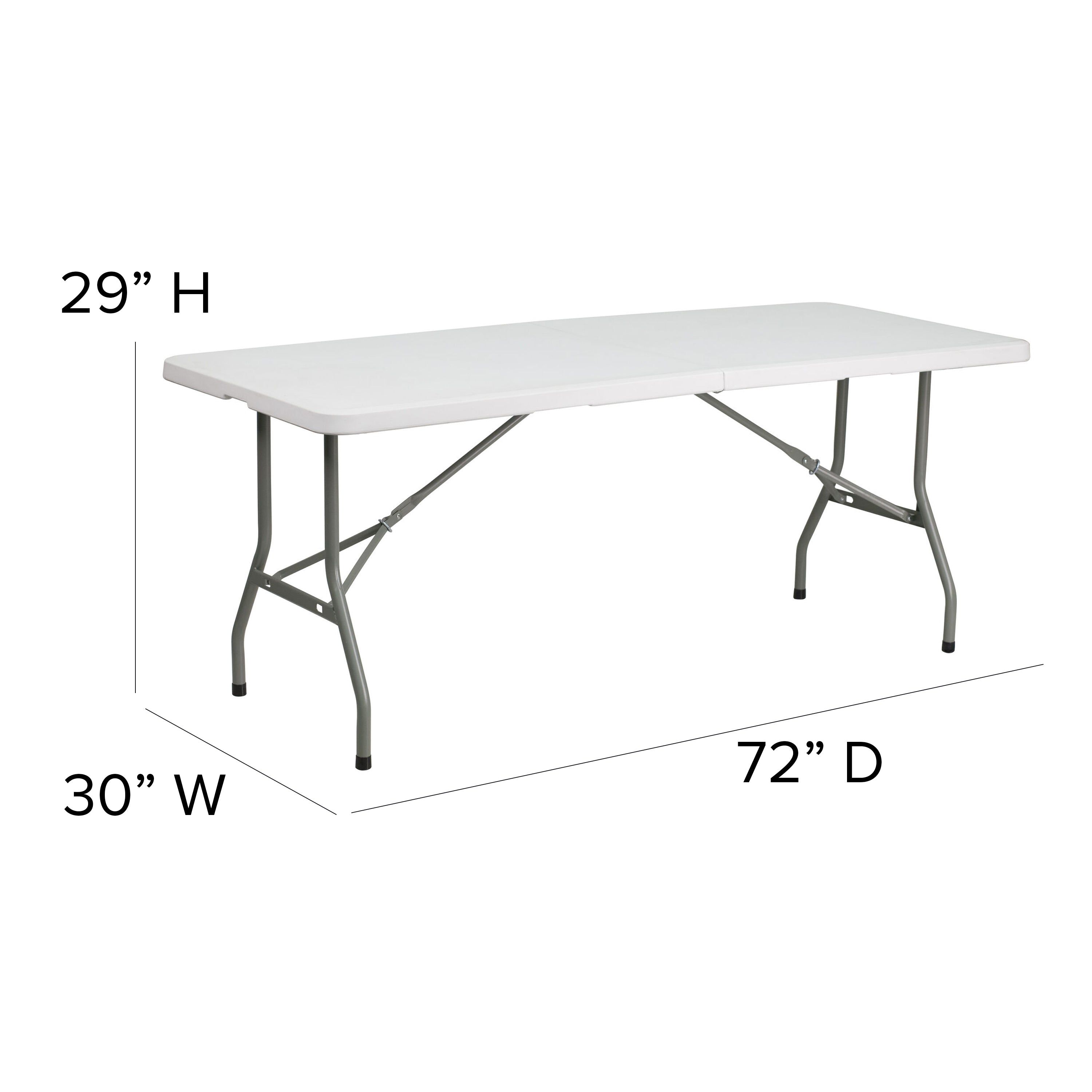 Kathryn 6-Foot Bi-Fold Granite White Plastic Folding Table