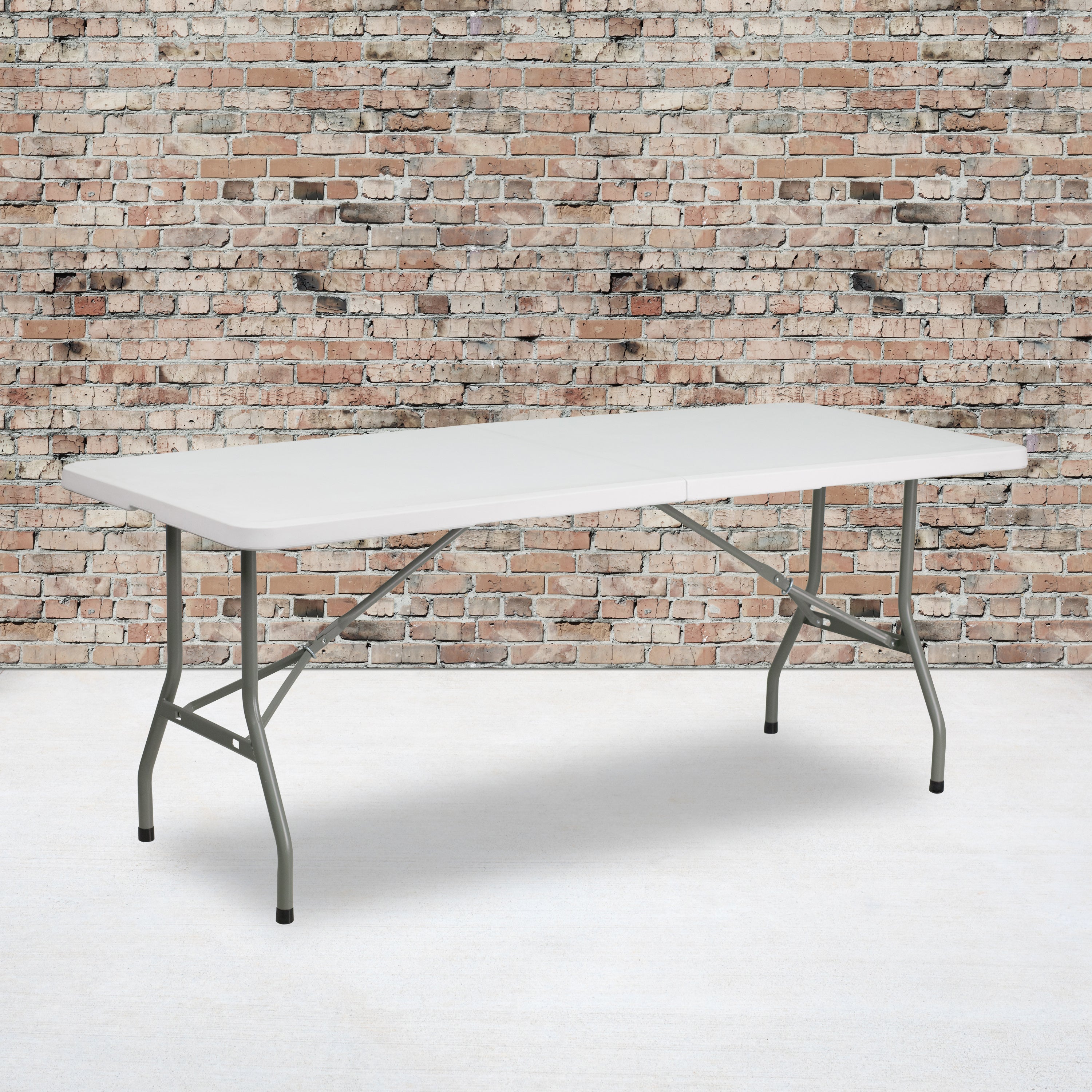 Kathryn 6-Foot Bi-Fold Granite White Plastic Folding Table