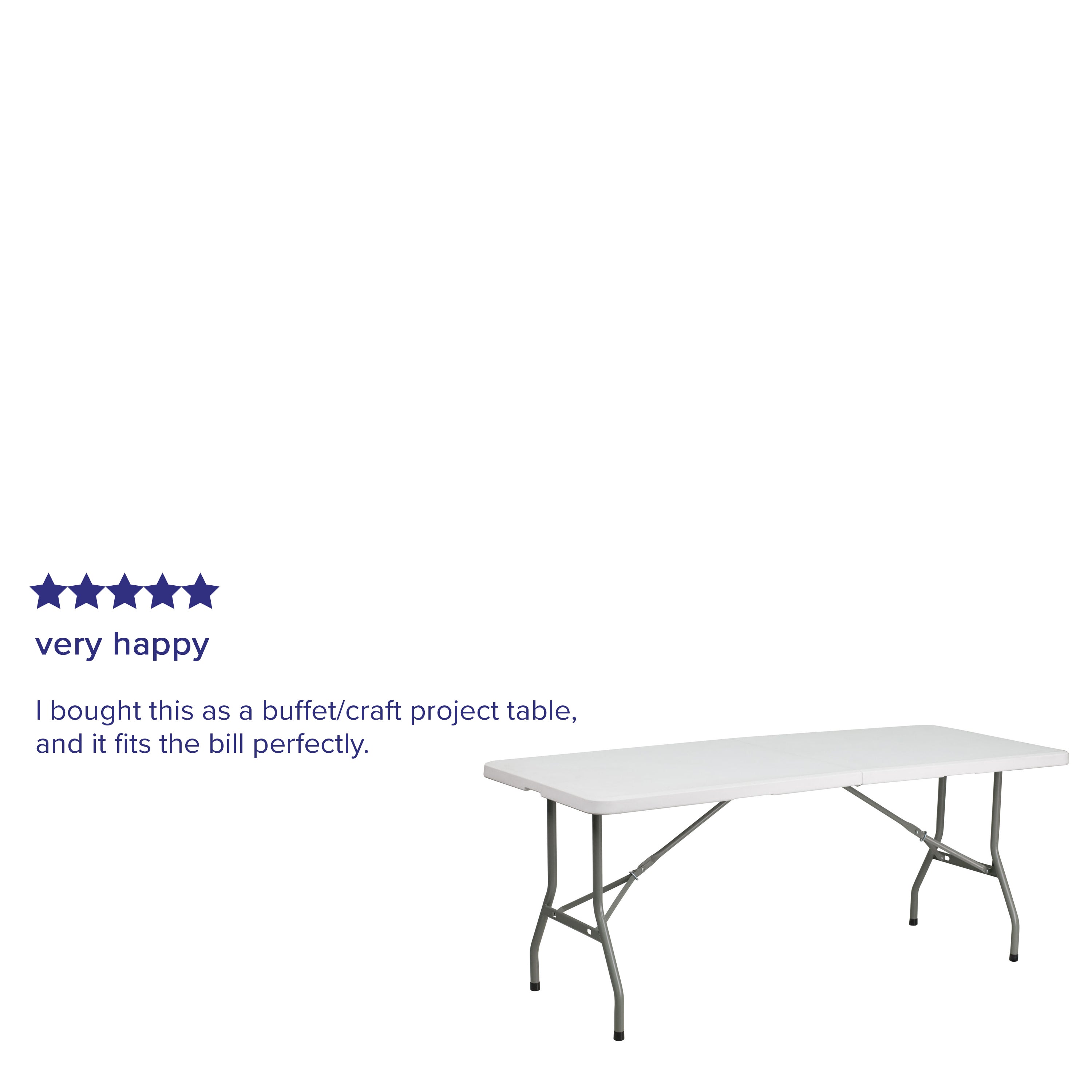 Kathryn 6-Foot Bi-Fold Granite White Plastic Folding Table