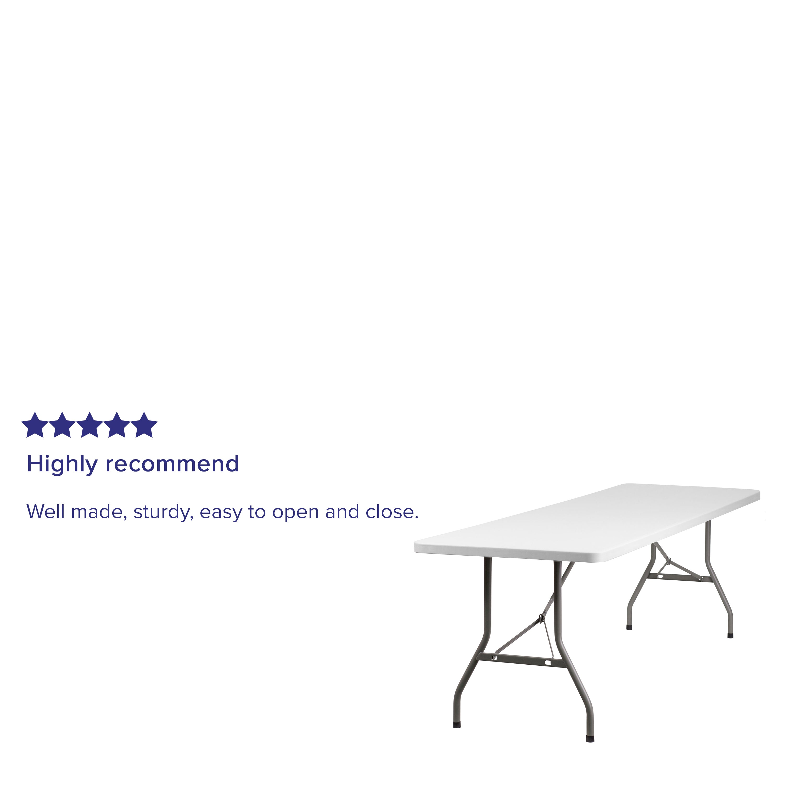 Kathryn 8-Foot Granite White Plastic Folding Table