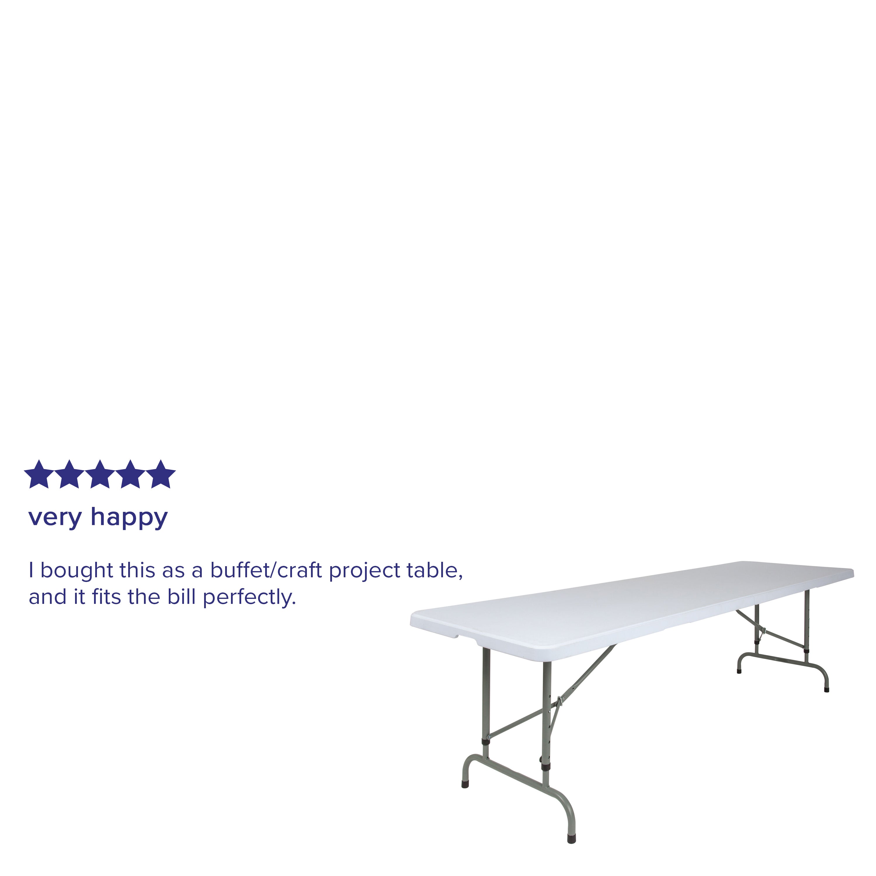 Kathryn 8-Foot Height Adjustable Granite White Plastic Folding Table