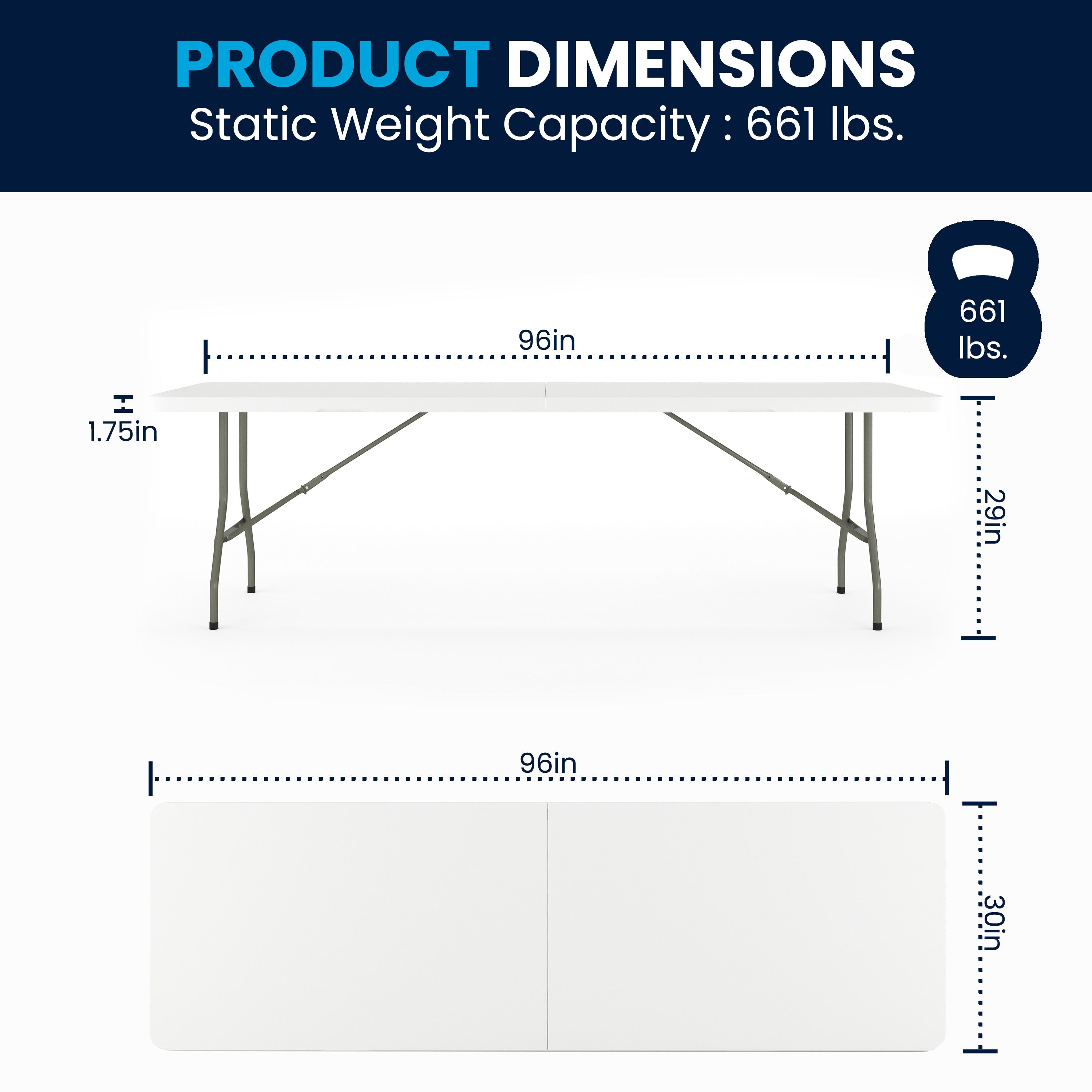 Kathryn 8' Bi-Fold Granite White Plastic Event/Training Folding Table Set with 10 Folding Chairs