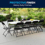 Kathryn 8' Bi-Fold Granite White Plastic Event/Training Folding Table Set with 10 Folding Chairs