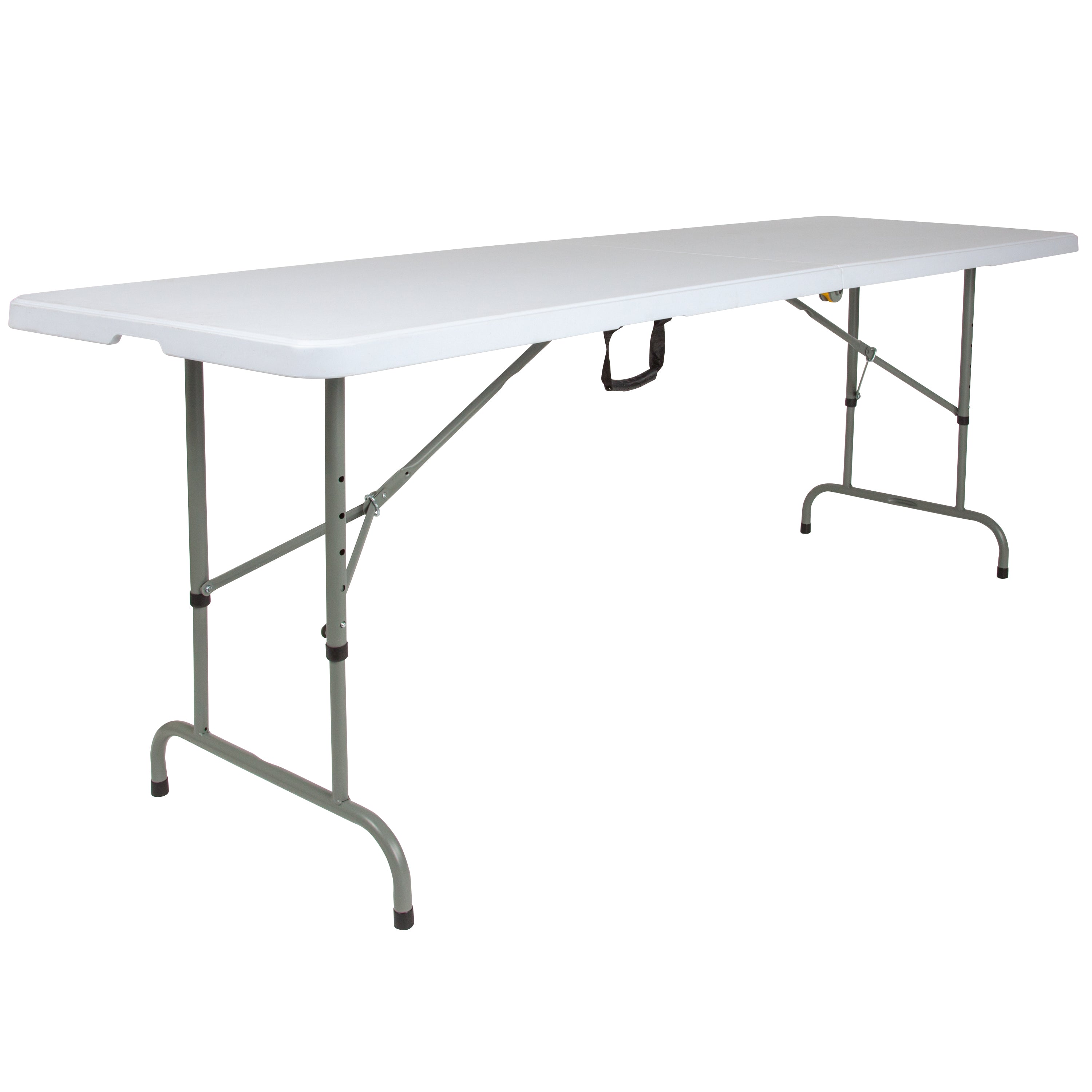 Kathryn 8-Foot Height Adjustable Bi-Fold Granite White Plastic Banquet and Event Folding Table with Carrying Handle