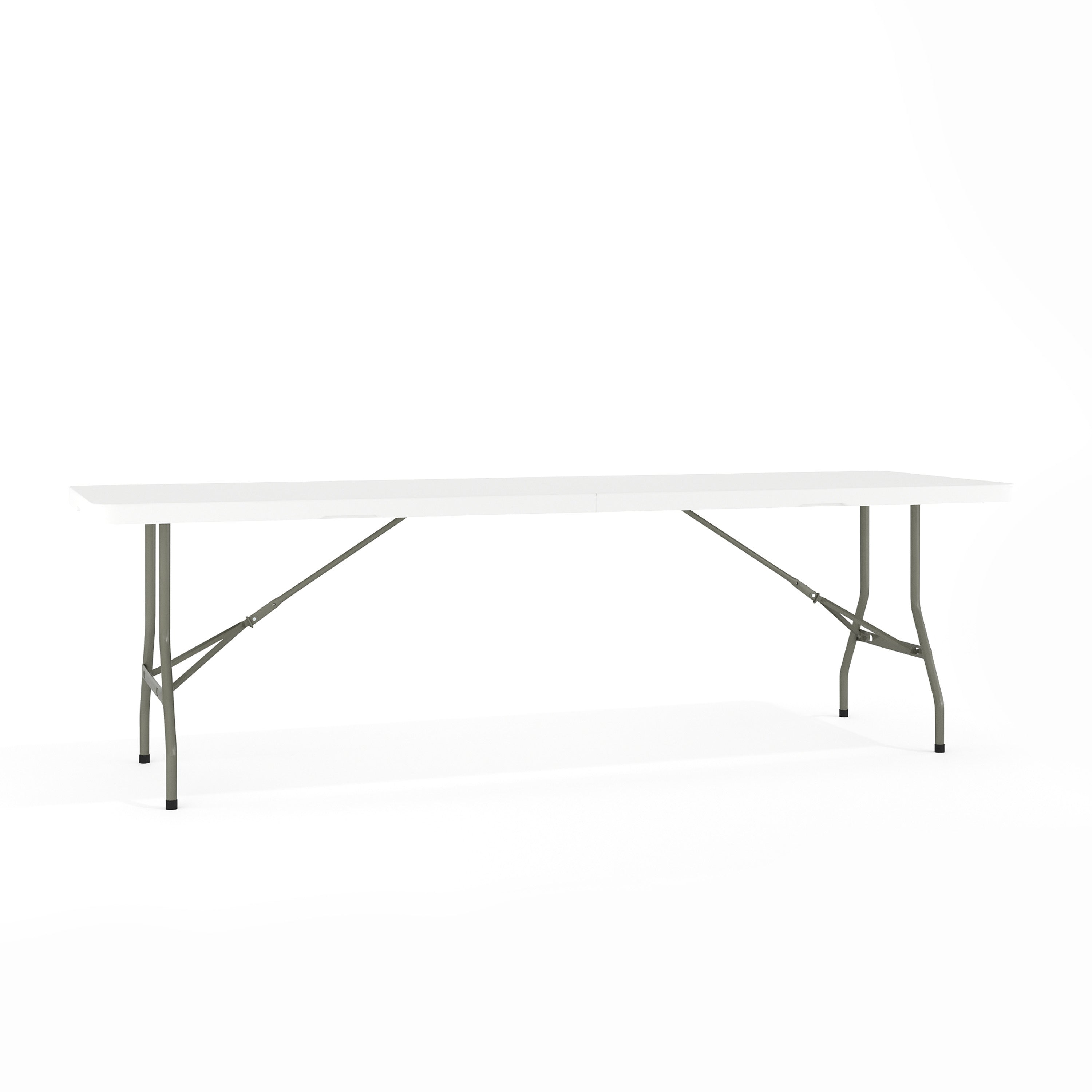Kathryn 8-Foot Bi-Fold Granite White Plastic Banquet and Event Folding Table with Carrying Handle