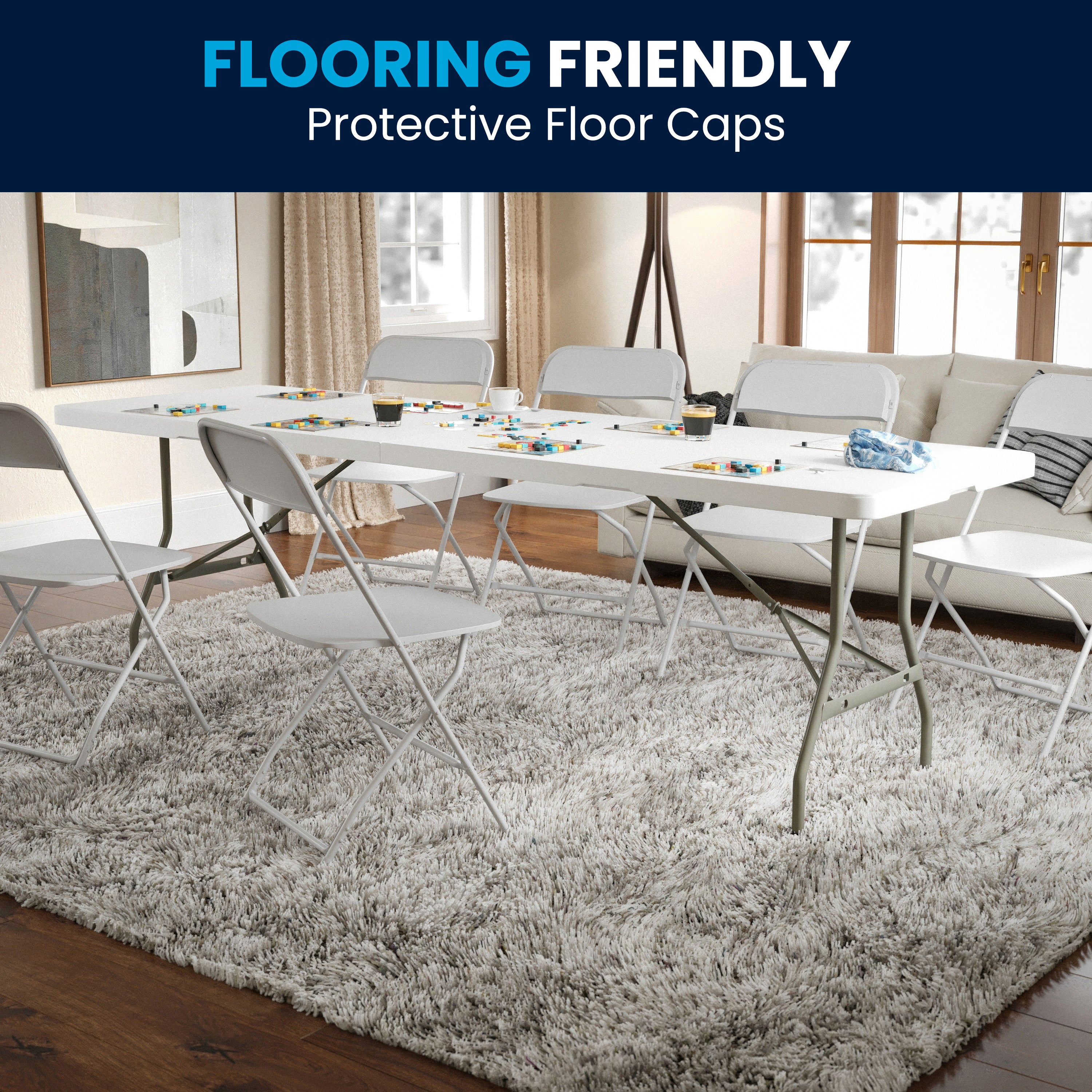 Kathryn 8-Foot Bi-Fold Granite White Plastic Banquet and Event Folding Table with Carrying Handle