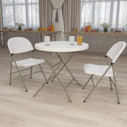 Kathryn 2.63-Foot Round Granite White Plastic Folding Table
