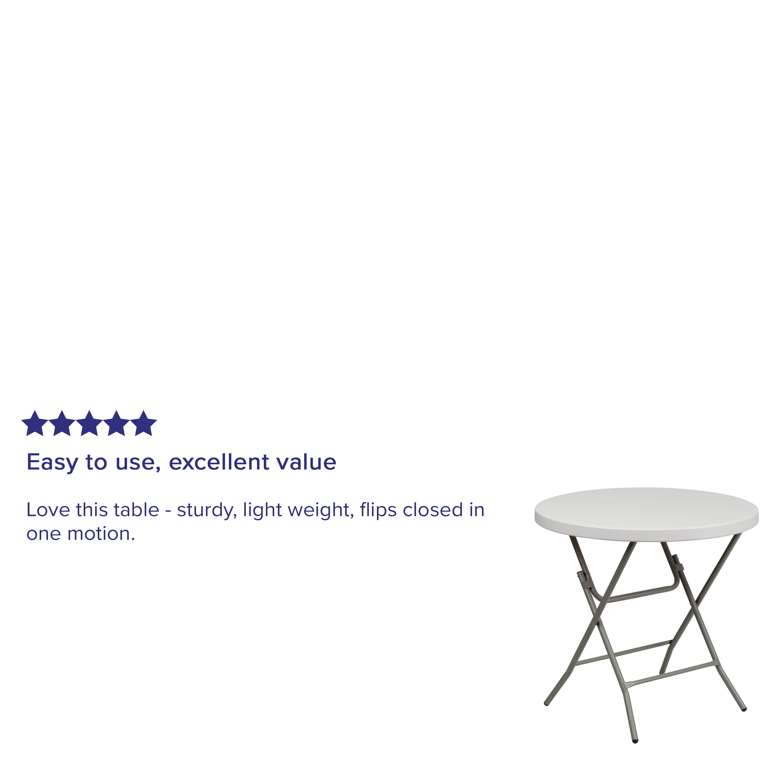 Kathryn 2.63-Foot Round Granite White Plastic Folding Table