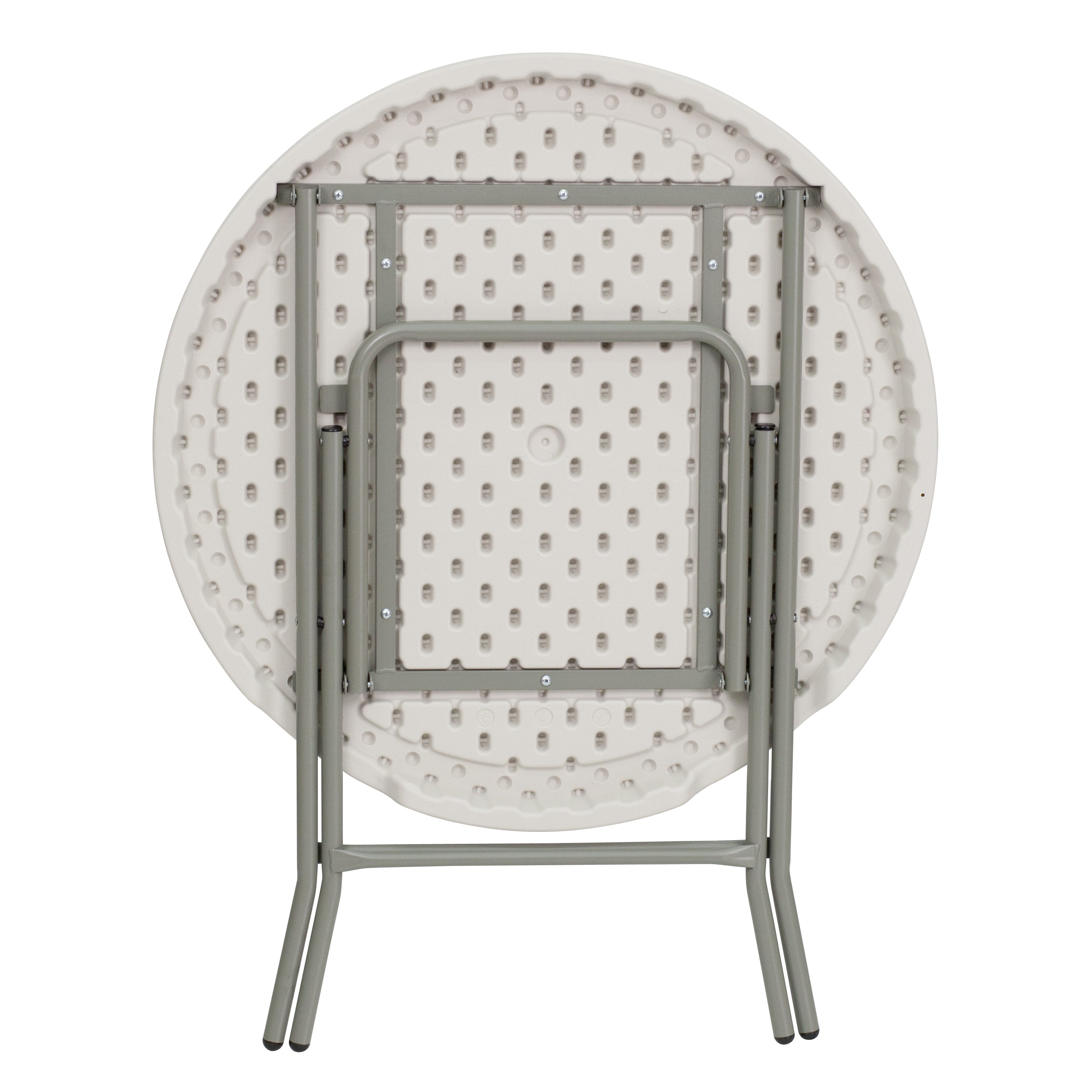 Kathryn 2.63-Foot Round Granite White Plastic Folding Table