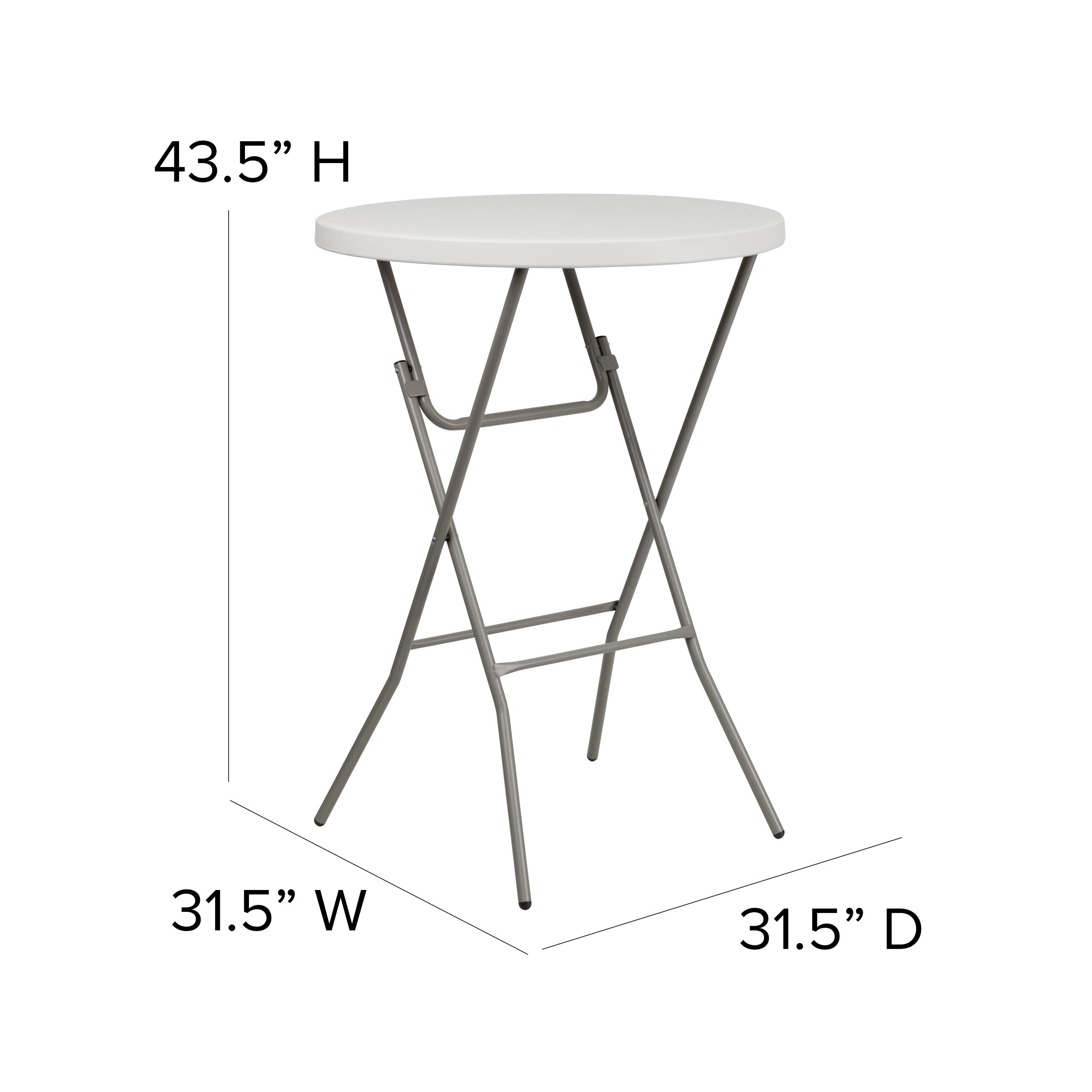 Kathryn 2.63-Foot Round Granite White Plastic Bar Height Folding Table